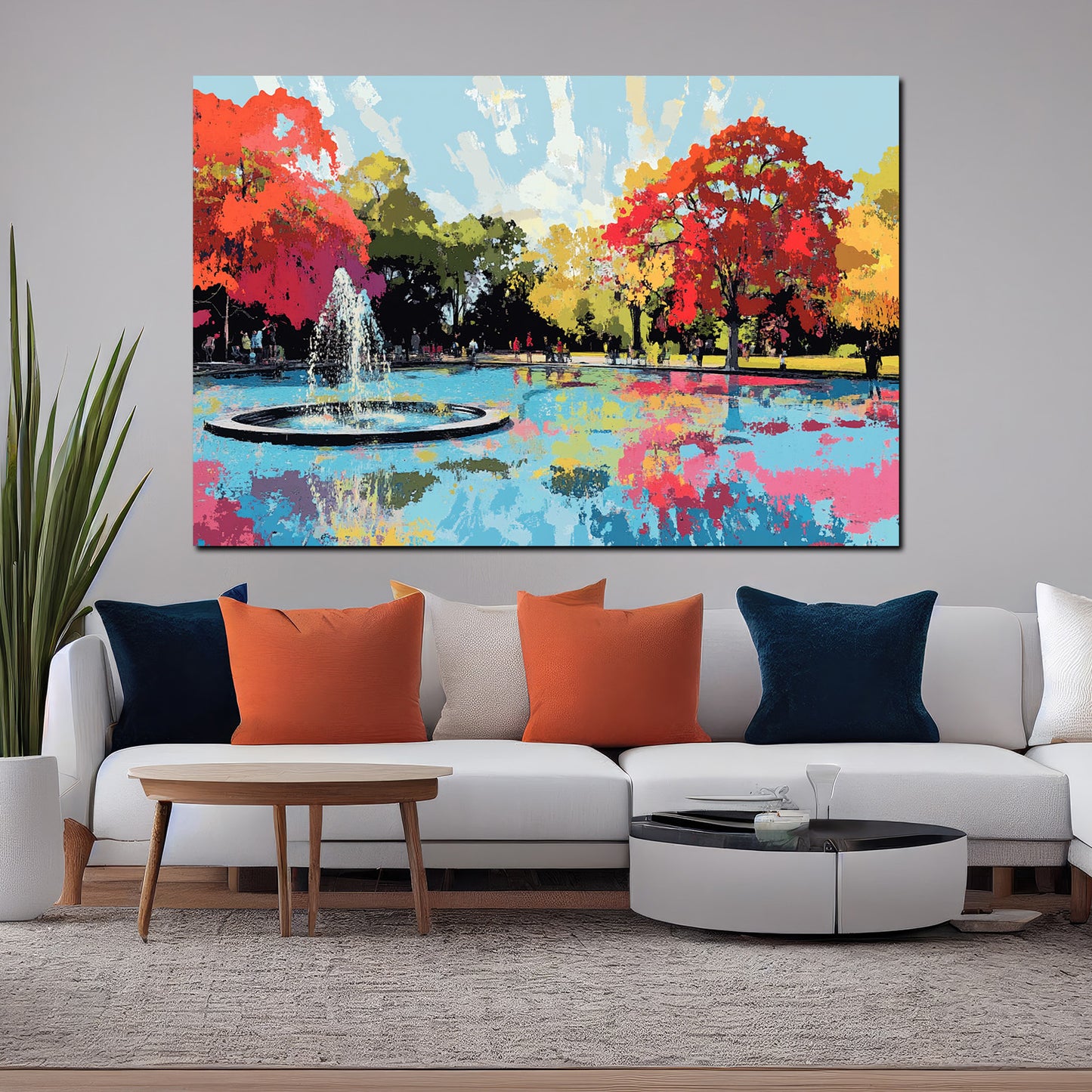Wandbild Kunstwerk Abstract Art Wasser Brunnen Natur Menschen Farbenspiel Landschaft