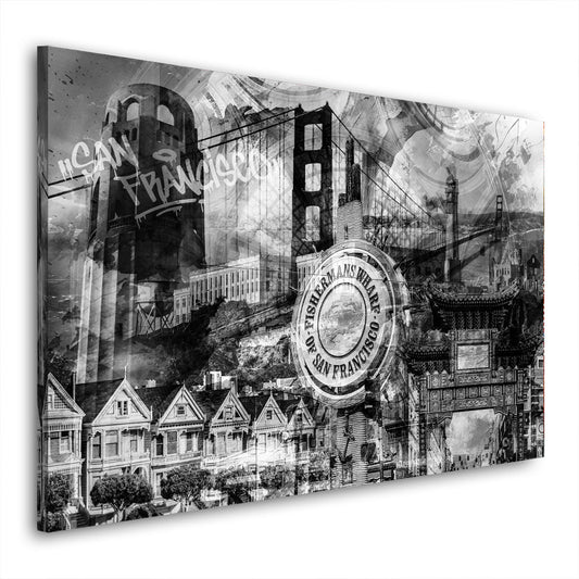 Street Art San Francisco Collage Graffiti Style Wandbild Kunstwerk