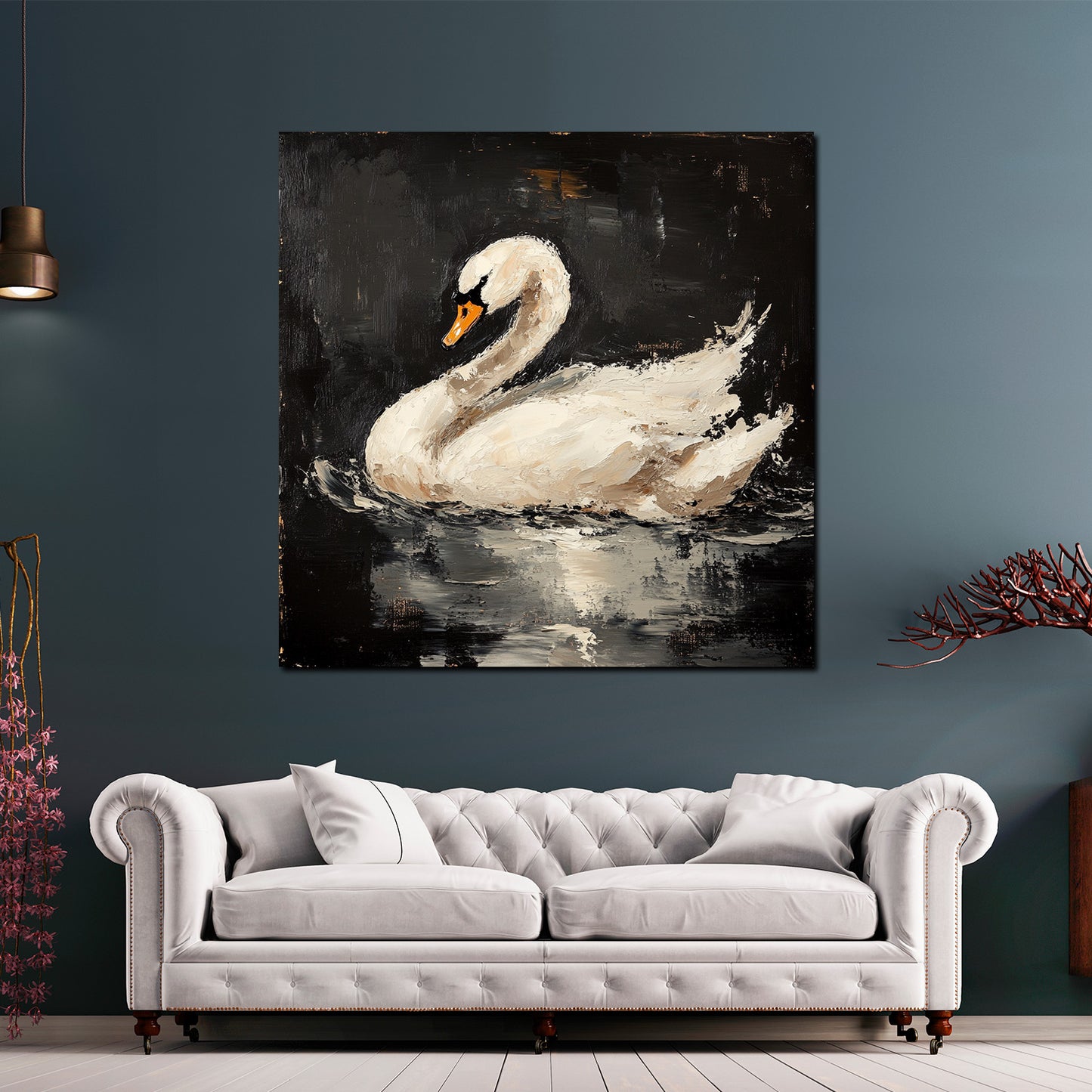 Wandbild Kunstwerk Schwan Wasser Spiegelung Anmut Naturstil modern