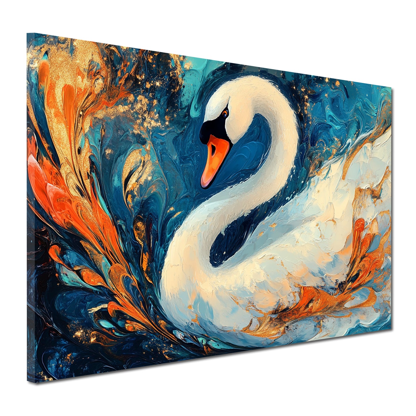 Wandbild Kunstwerk Schwan malerisch Farbenpracht Dynamik Anmut abstrakt