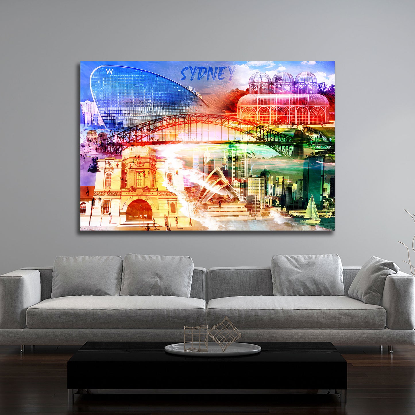 Wandbild Kunstwerk Stadtansicht Sydney Hafen Architektur