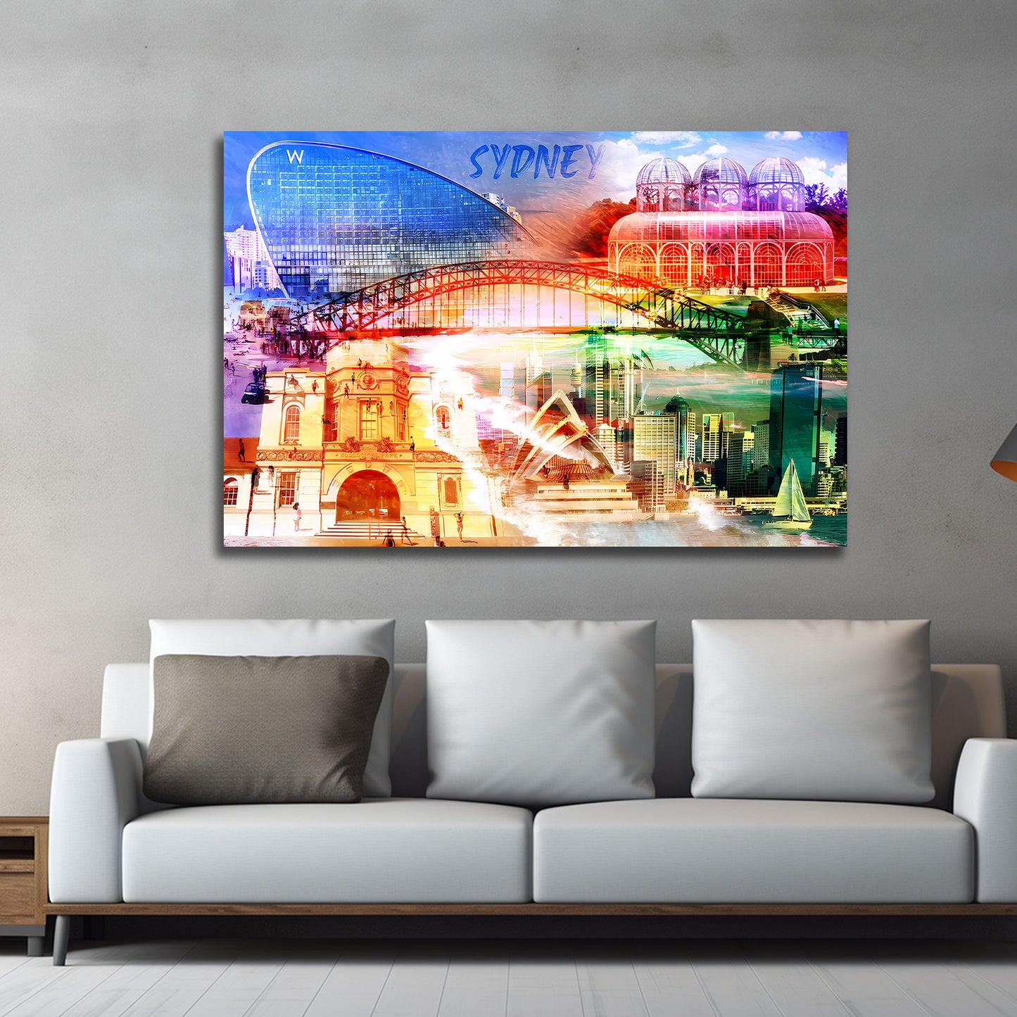 Wandbild Kunstwerk Stadtansicht Sydney Hafen Architektur