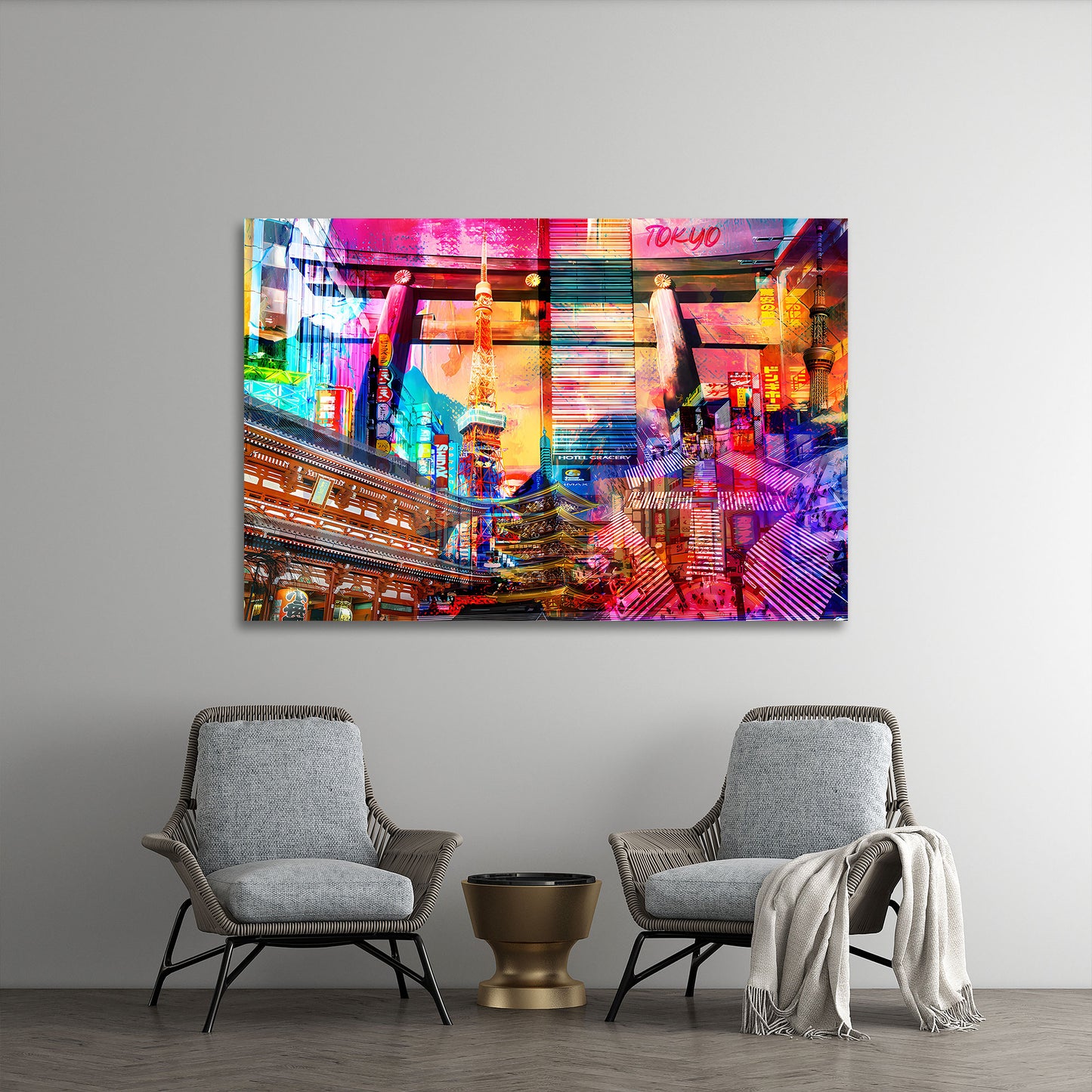 Wandbild Kunstwerk Stadtleben Tokyo Japan