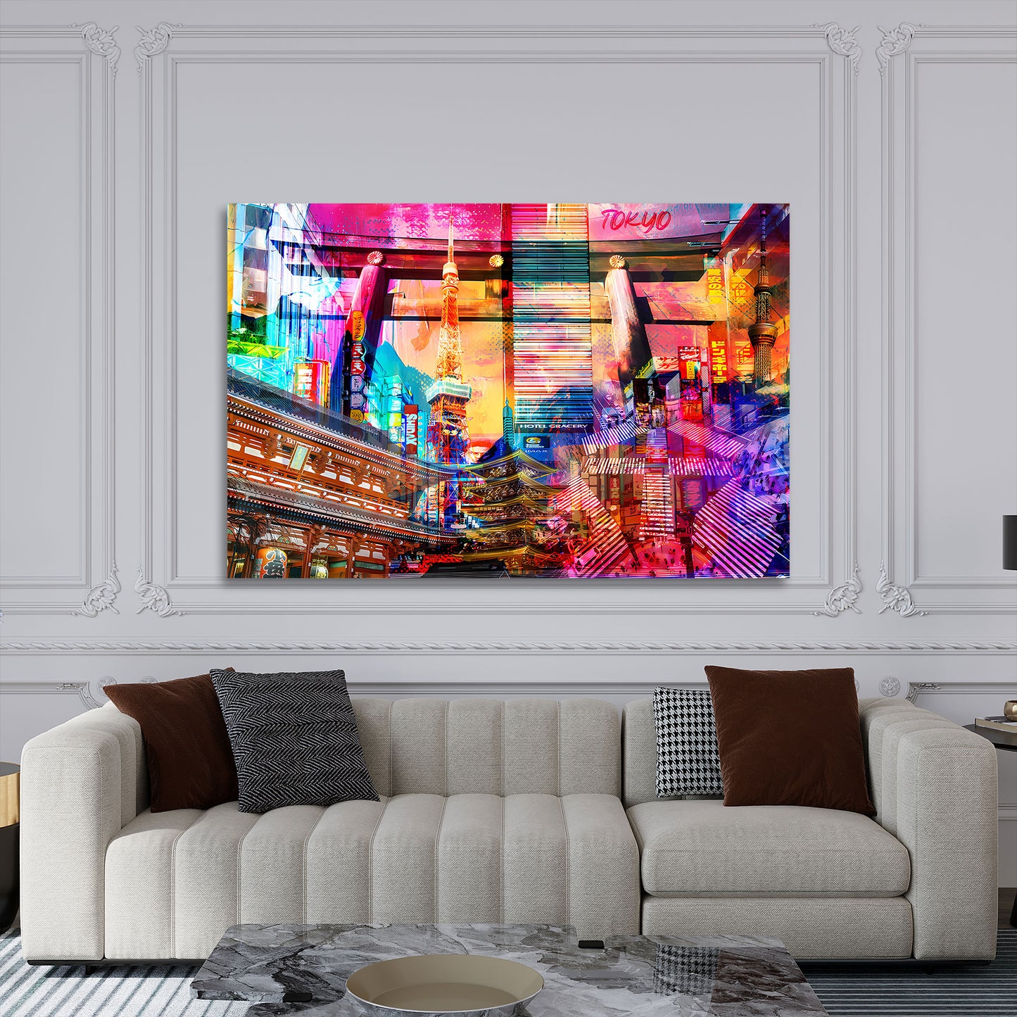 Wandbild Kunstwerk Stadtleben Tokyo Japan