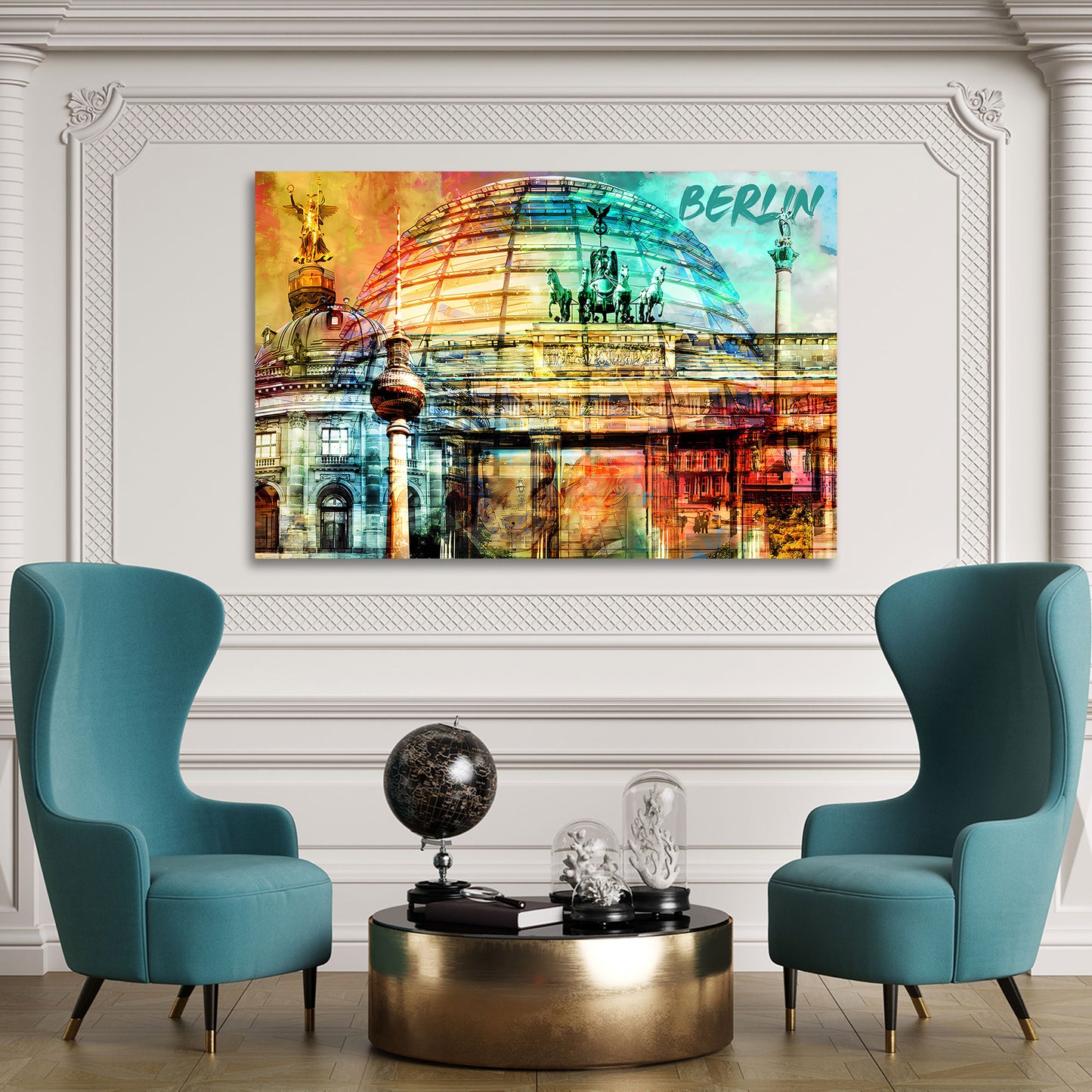Wandbild Kunstwerk Städte Berlin Pop Art Reichstag Fernsehturm