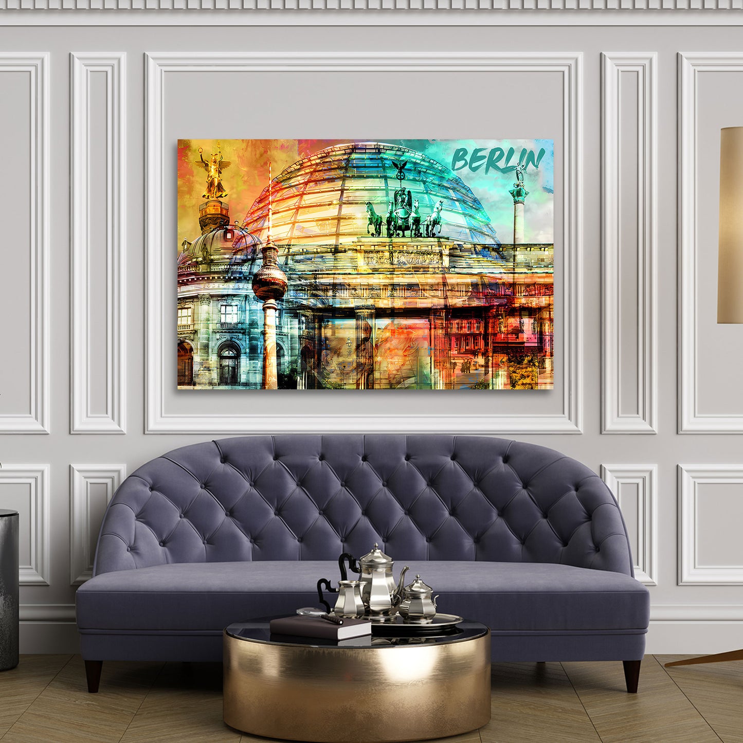 Wandbild Kunstwerk Städte Berlin Pop Art Reichstag Fernsehturm