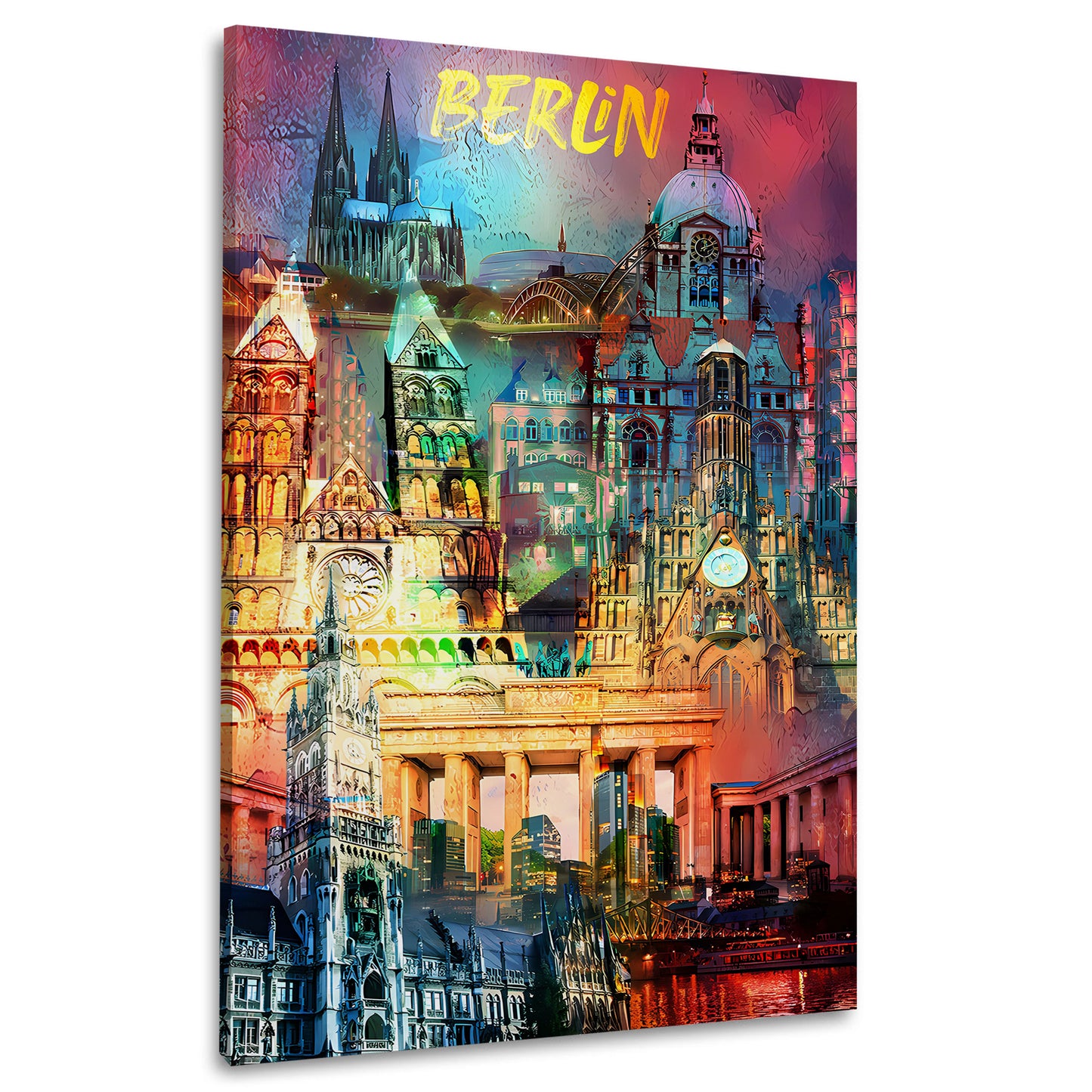 Wandbild Kunstwerk Städte Berlin farbenfrohe Architektur Design im Pop Art Stil