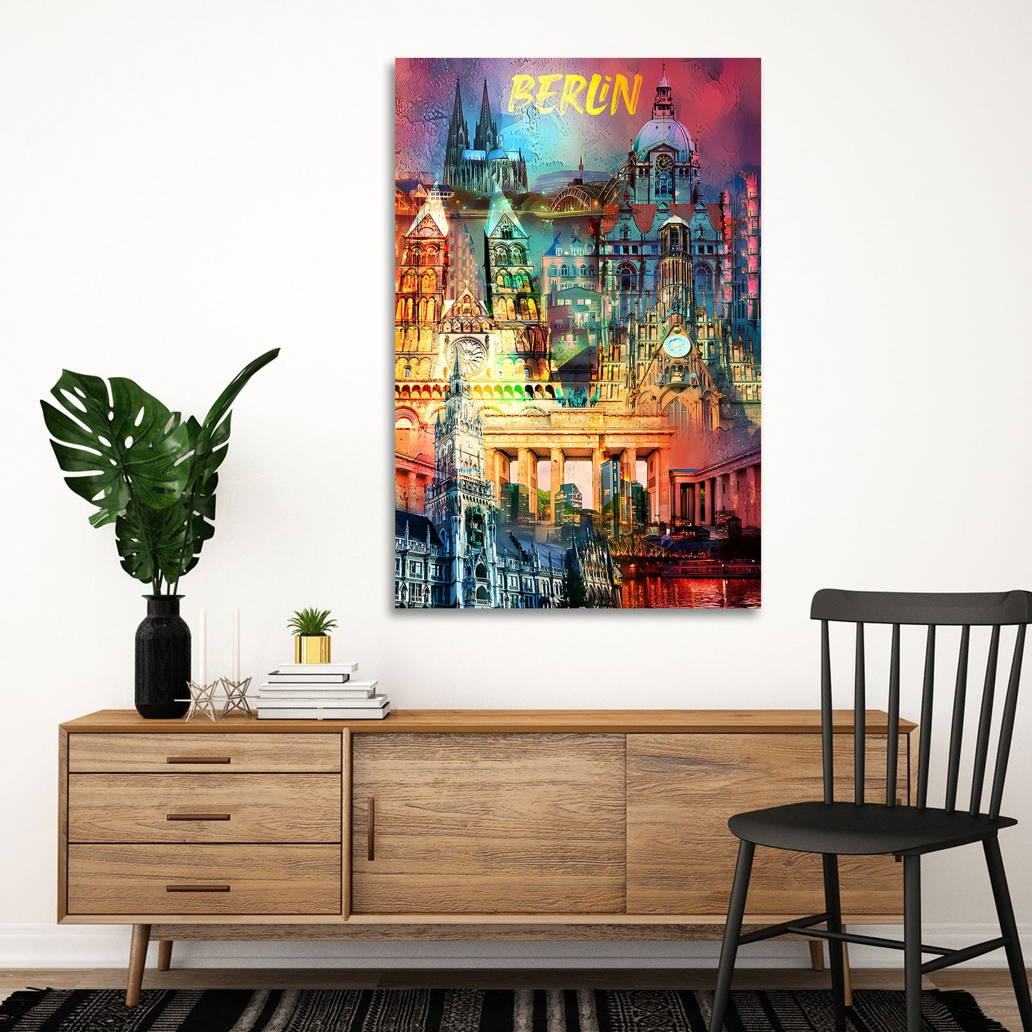 Wandbild Kunstwerk Städte Berlin farbenfrohe Architektur Design im Pop Art Stil