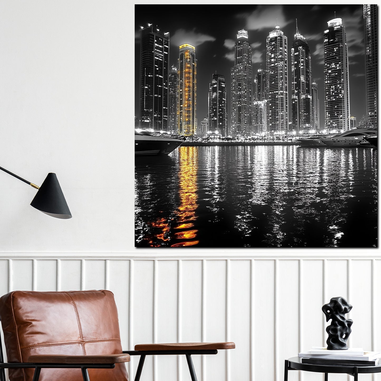 Wandbild Kunstwerk Städte New York Hochhäuser Wasserreflexion Eleganz modern