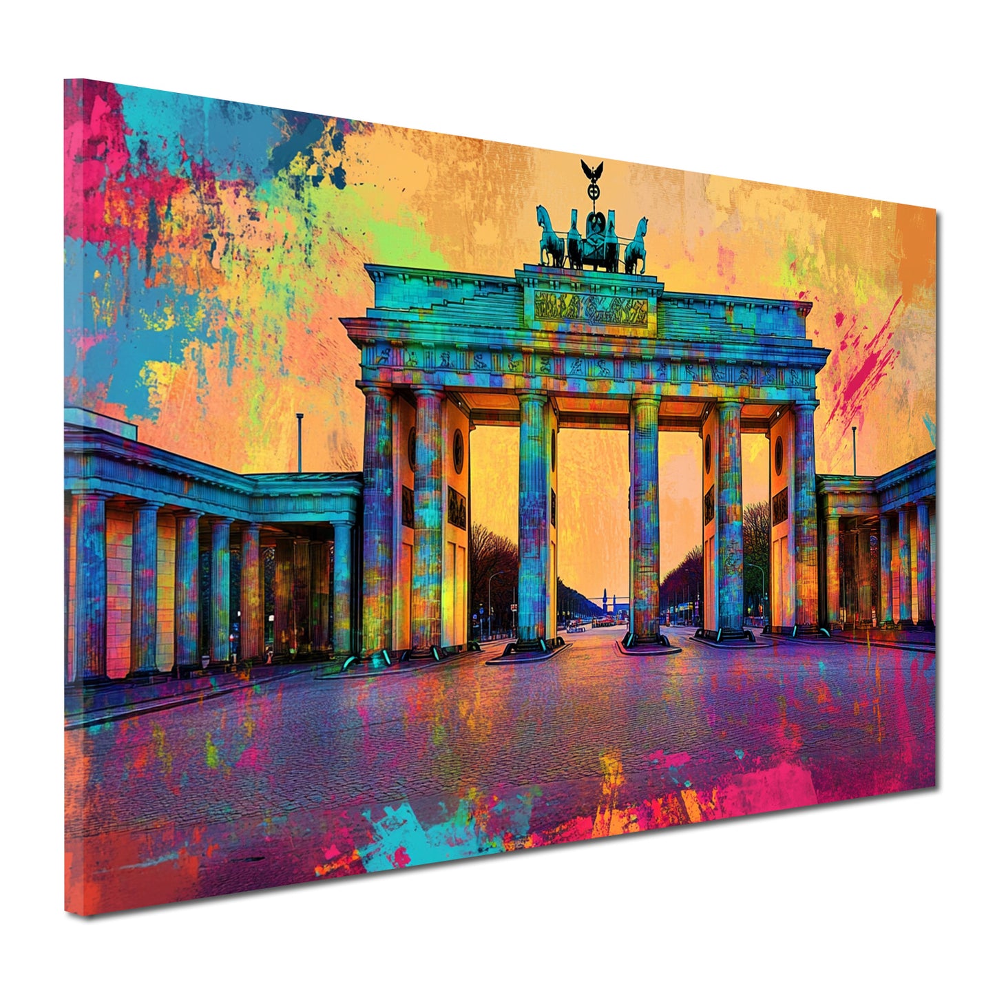 Wandbild Kunstwerk Städte Pop Art Berlin Brandenburger Tor Sonnenuntergang