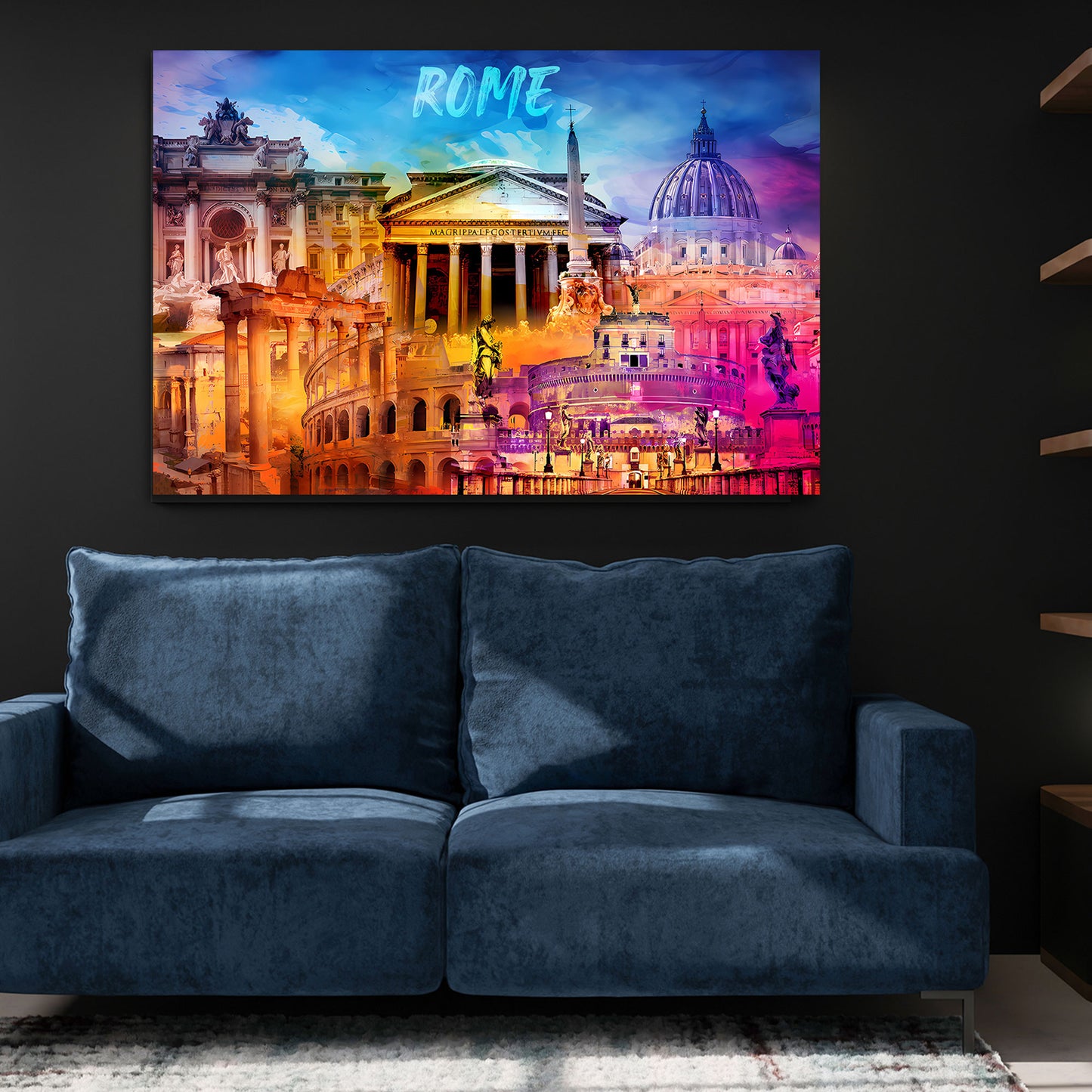 Wandbild Kunstwerk Städte Rom Antike Kulisse Baukunst bunt gestaltet