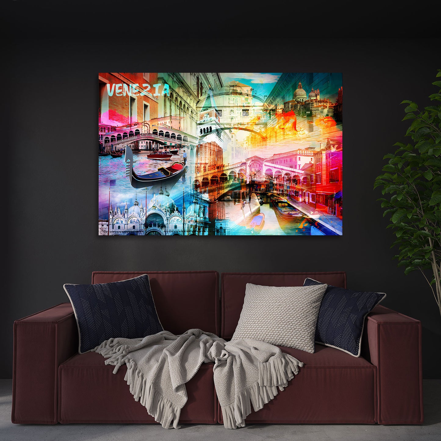 Wandbild Kunstwerk Italien Venedig Stadtansicht mit Rialtobrücke