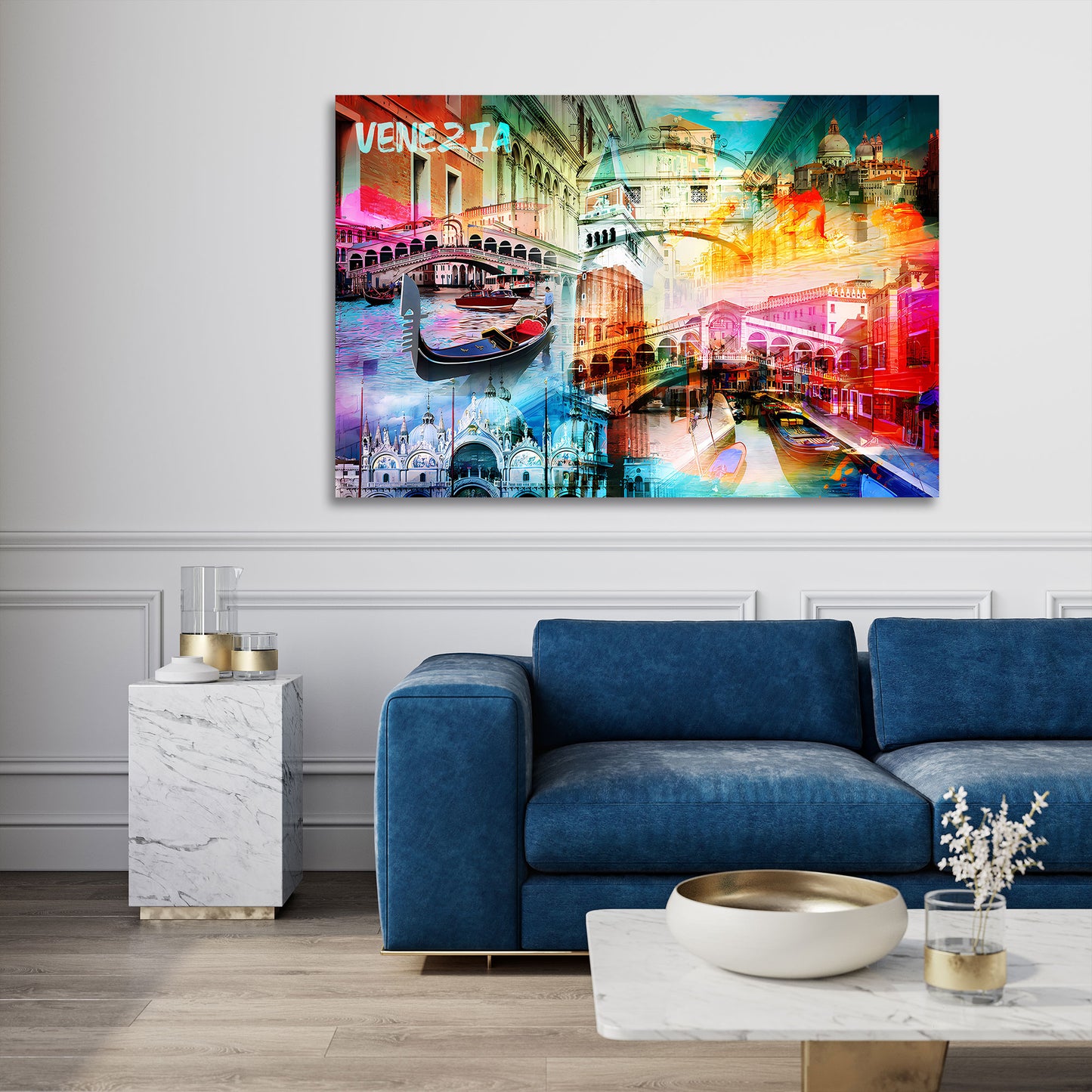 Wandbild Kunstwerk Italien Venedig Stadtansicht mit Rialtobrücke