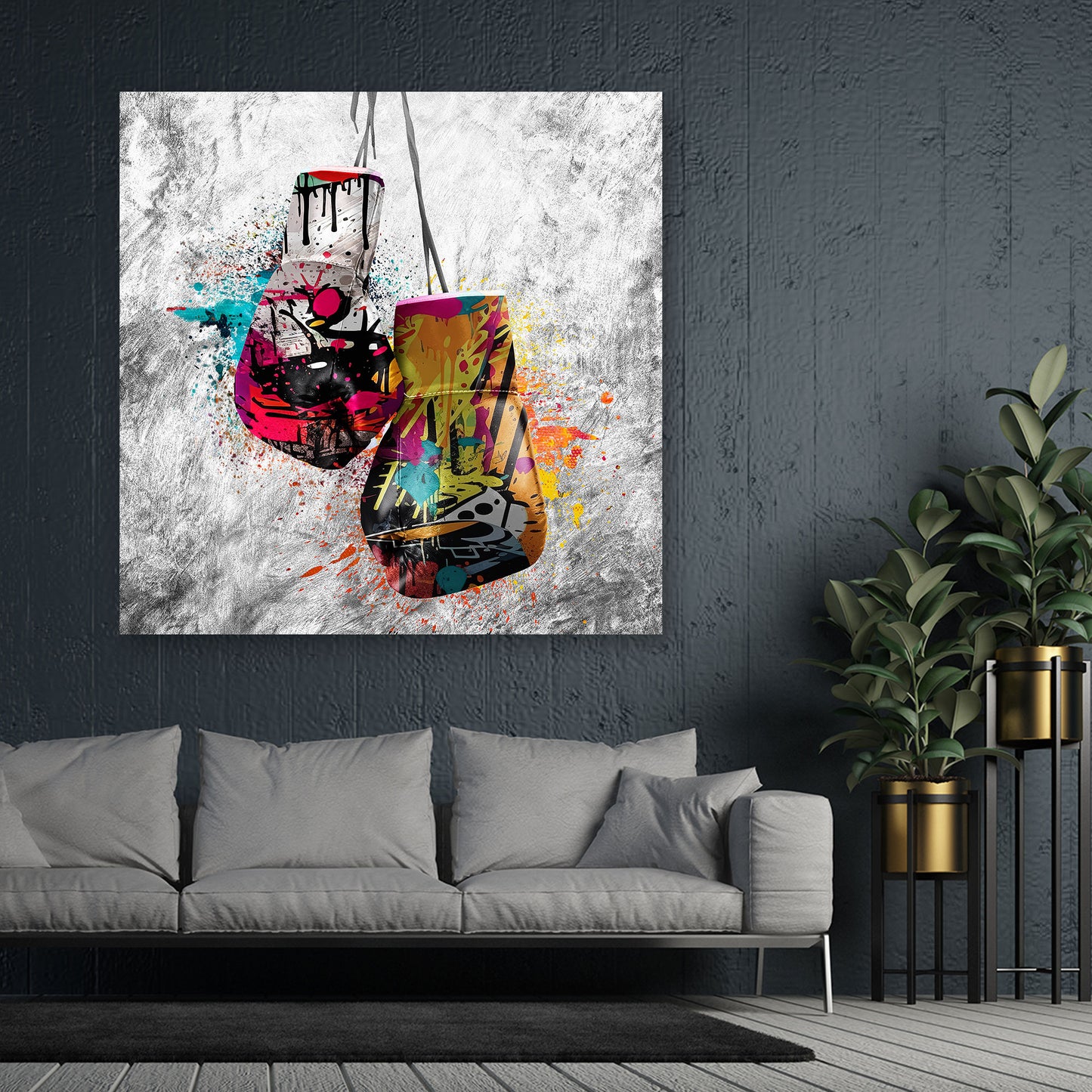 Street Art Boxhandschuhe Wandbild Kunstwerk