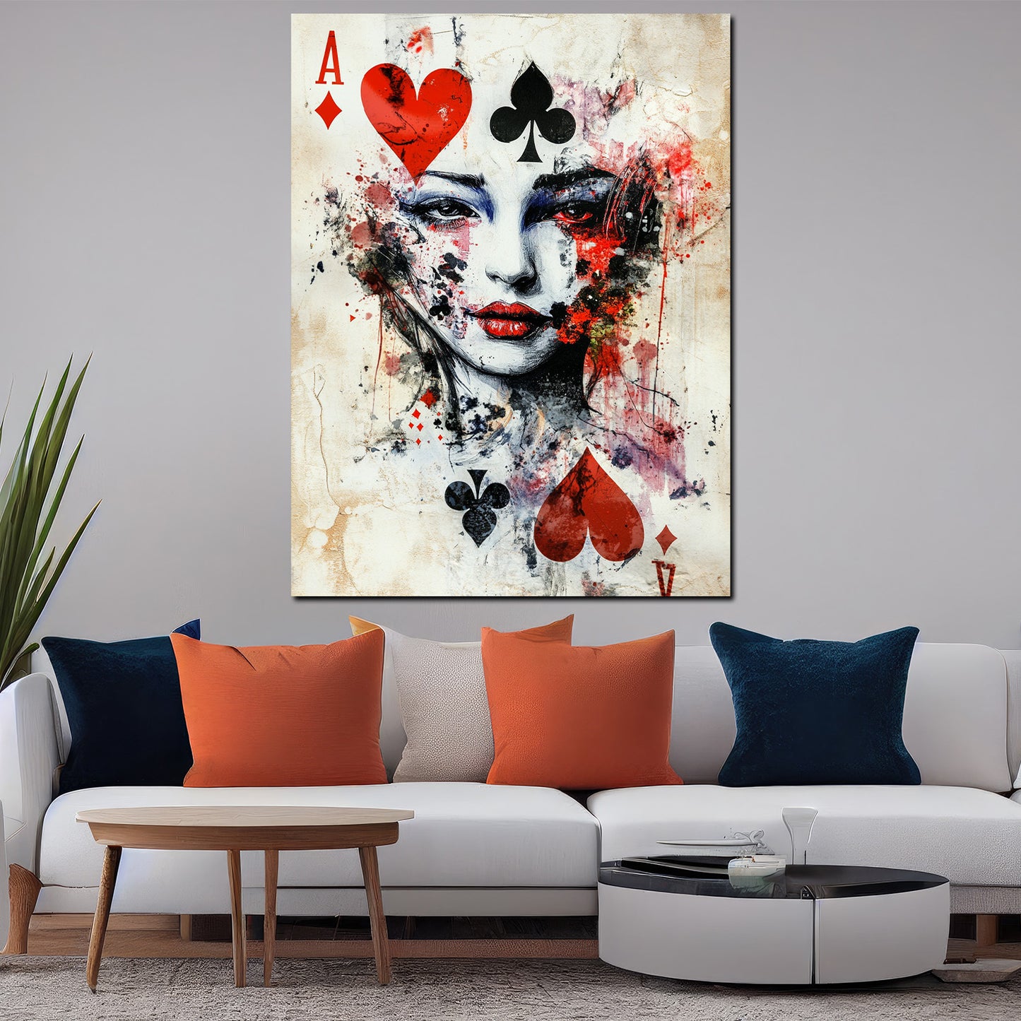 Wandbild Kunstwerk Poker Karte Frau Kartenmotive Farbe Ausdruck modern