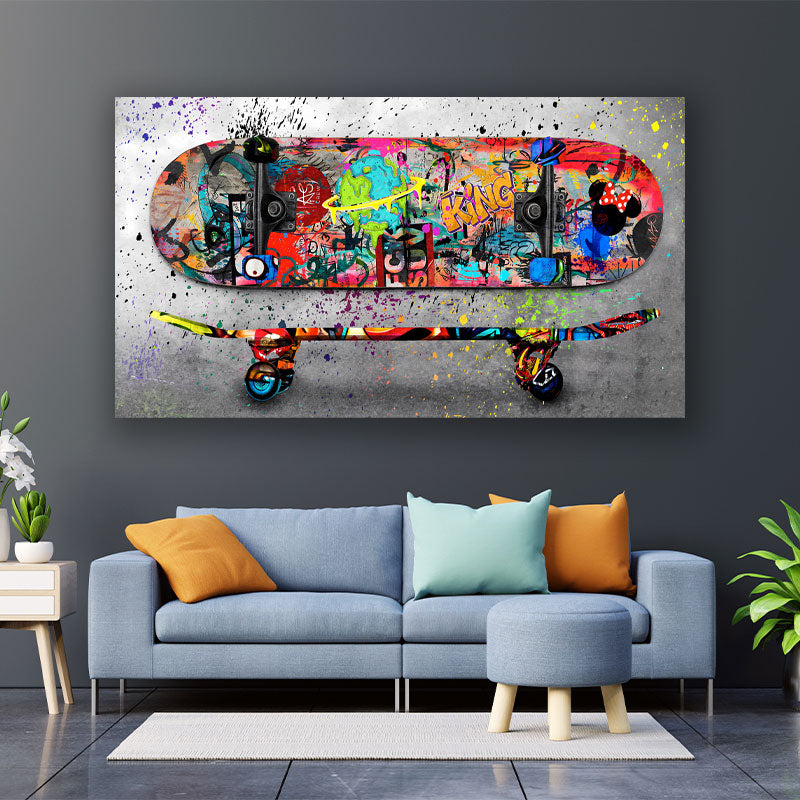 Street Art Skateboard Wandbild Kunstwerk