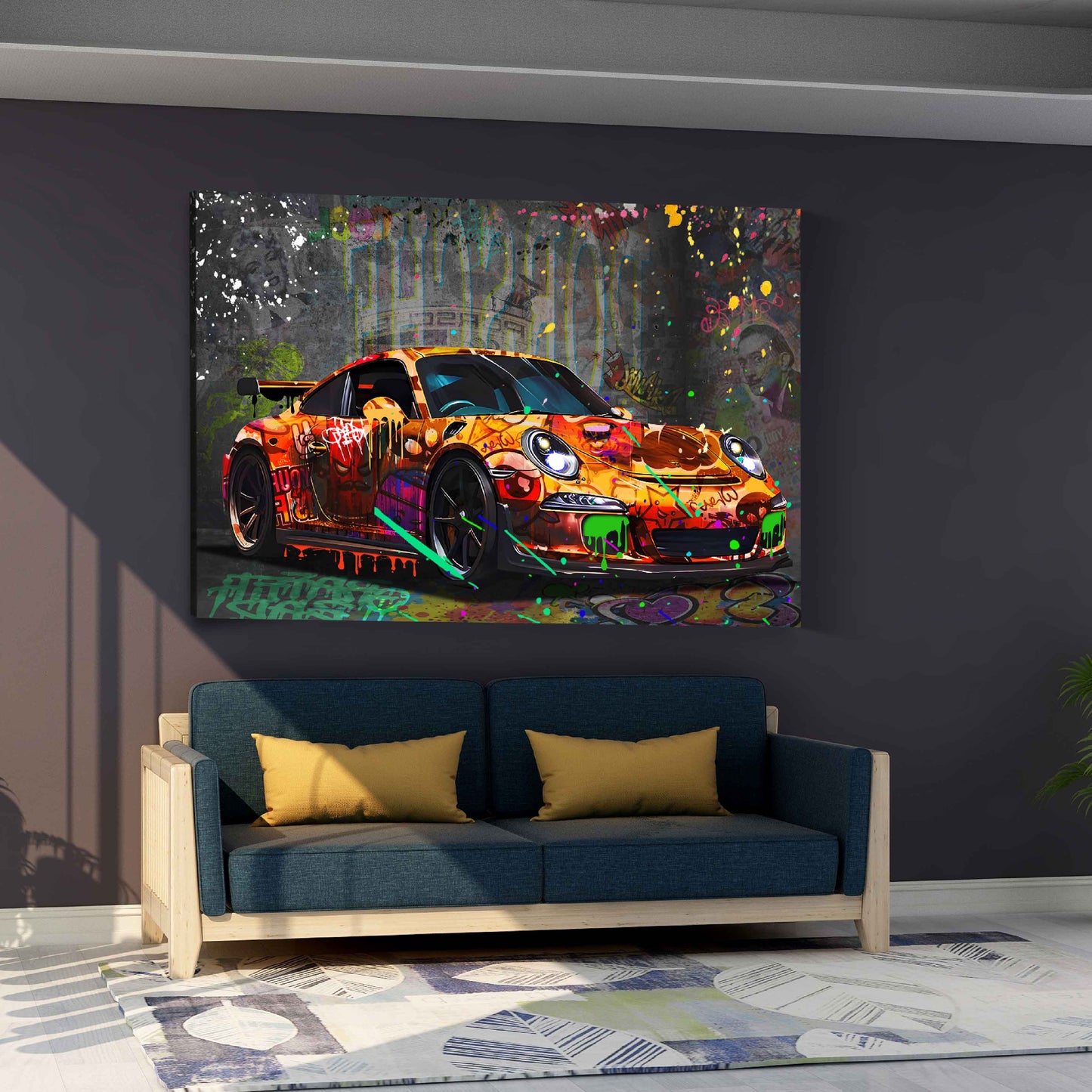 Wandbild Kunstwerk Auto Street Art Sportwagen Power Graffiti urban