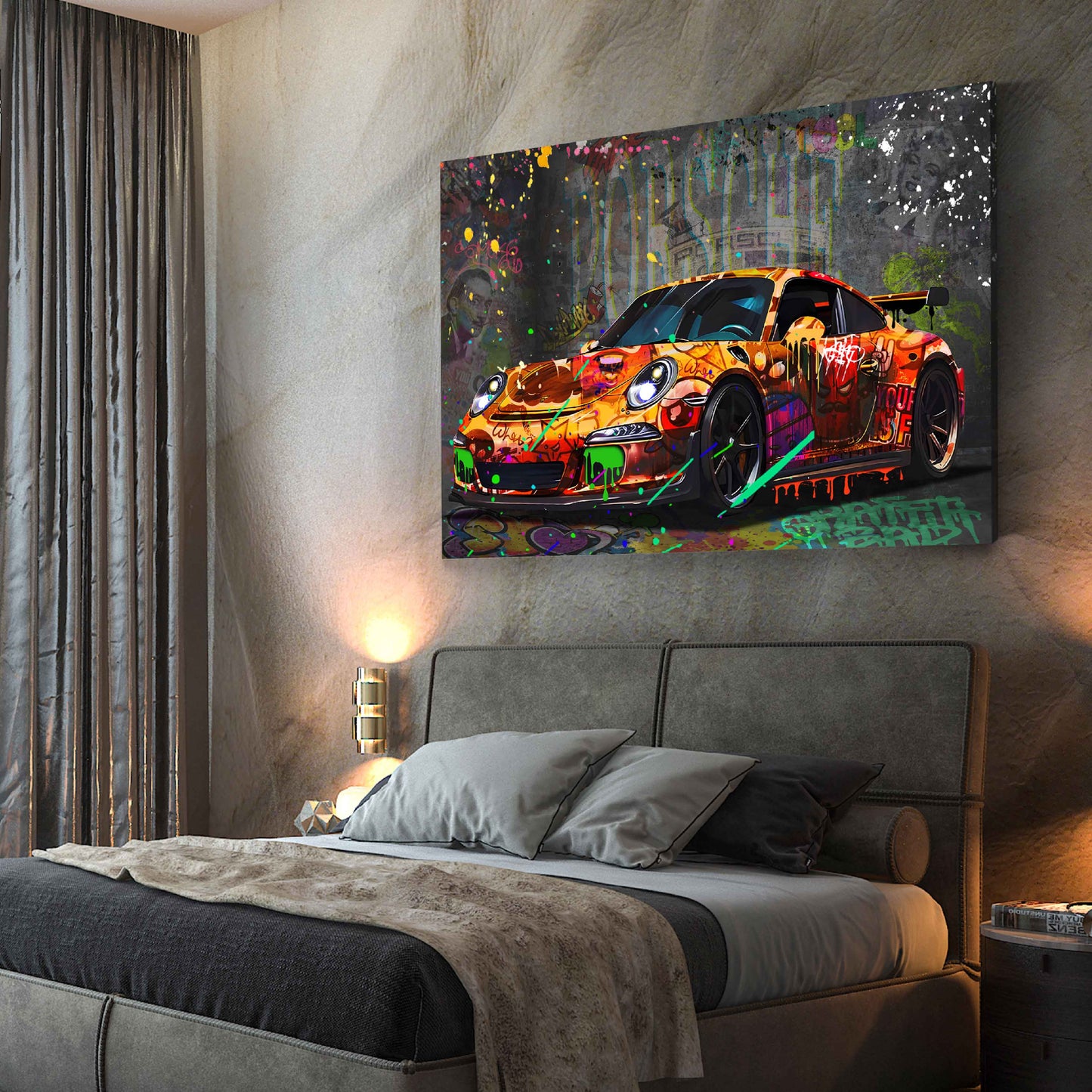 Wandbild Kunstwerk Auto Street Art Sportwagen Power Graffiti urban