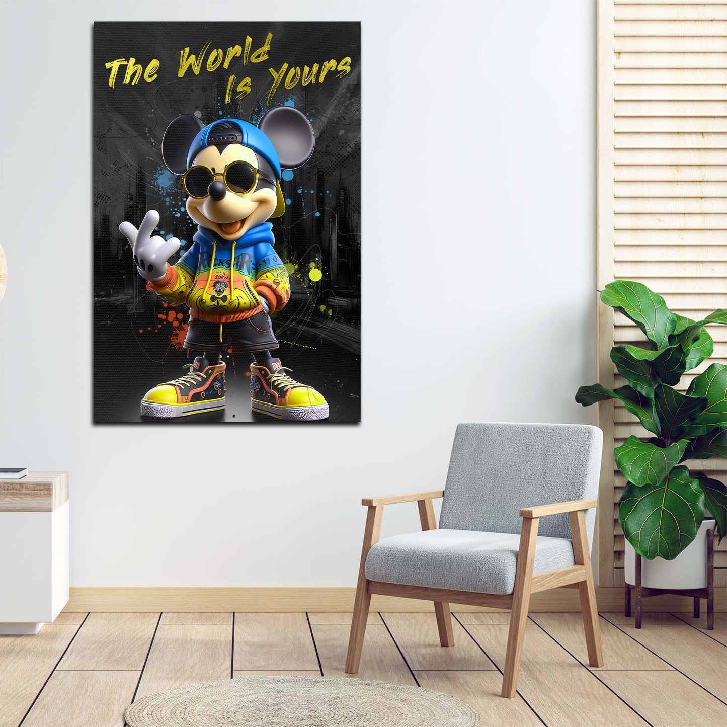 Pop Art Urbanes Motiv mit Maus Wandbild Kunstwerk