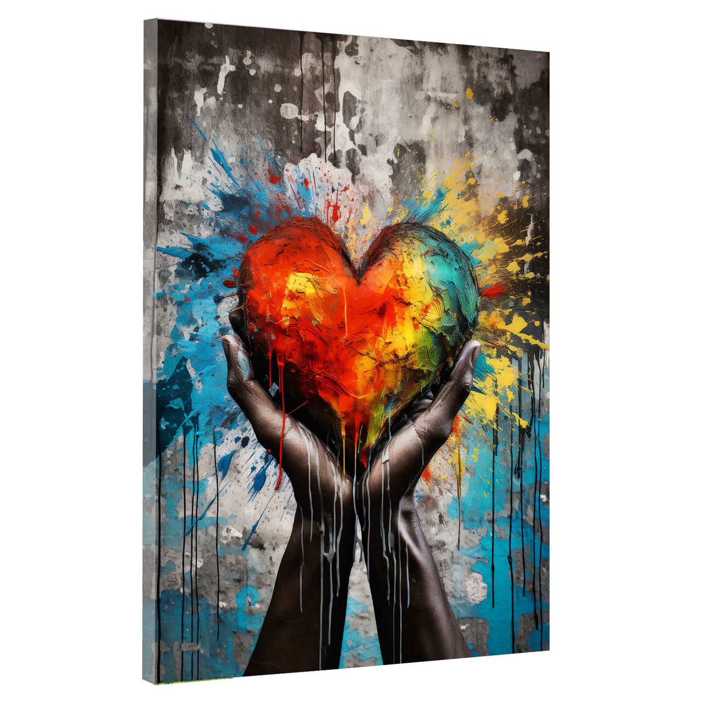 Abstrakt Hände halten Herz Wandbild Kunstwerk