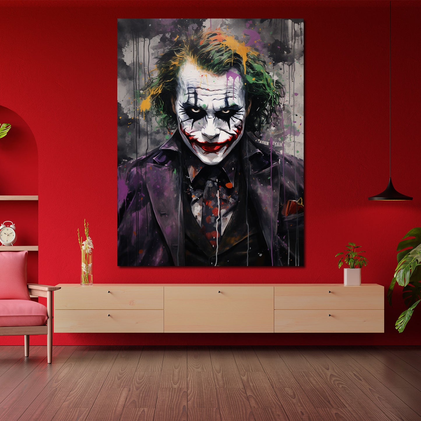 Joker frontal Colour Style abstrakt Wandbild Kunstwerk