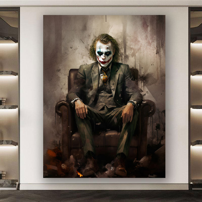 Abstrakt Joker im Anzug sitzend Wandbild Kunstwerk