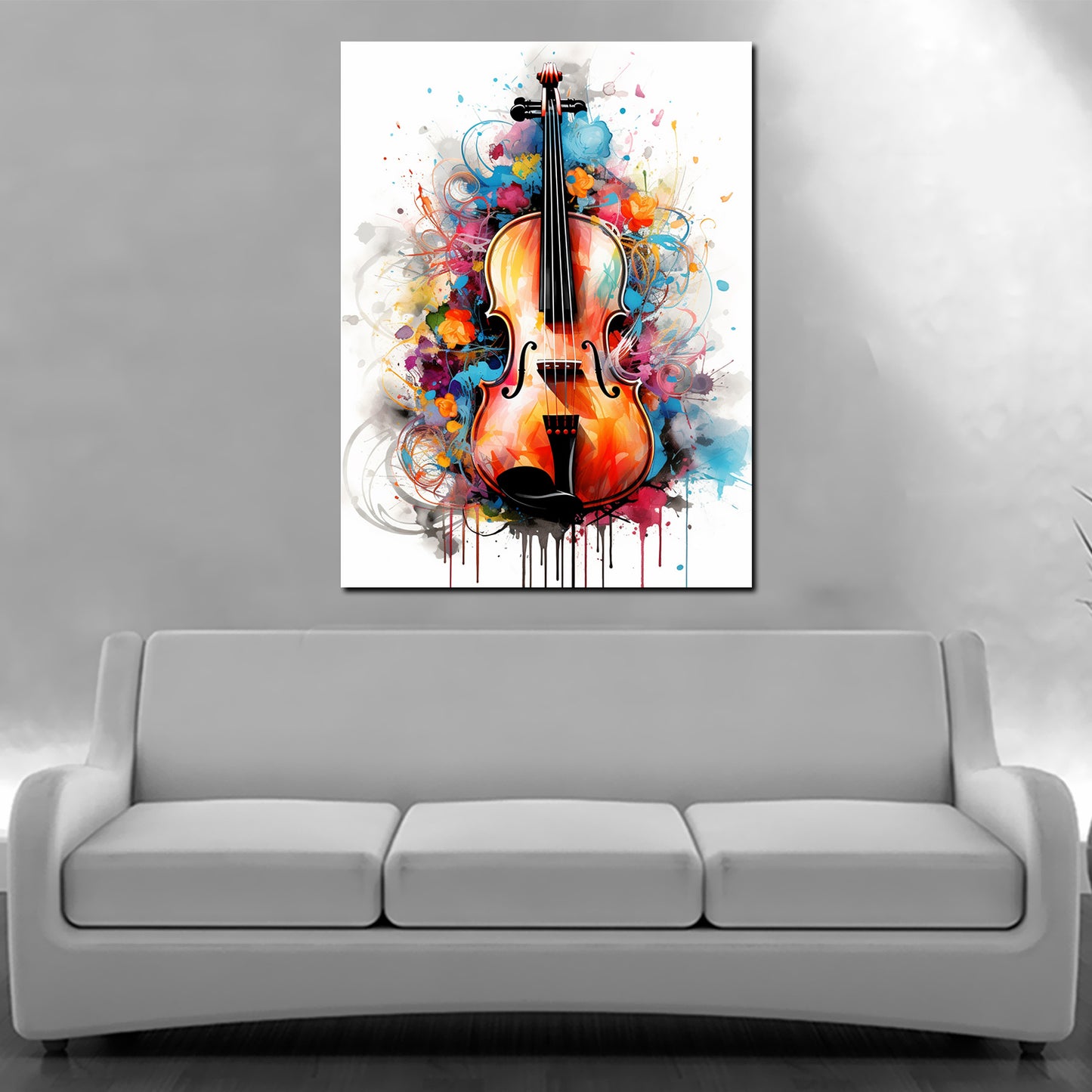 Wandbild Kunstwerk abstrakt Kontrabass Colour Splash