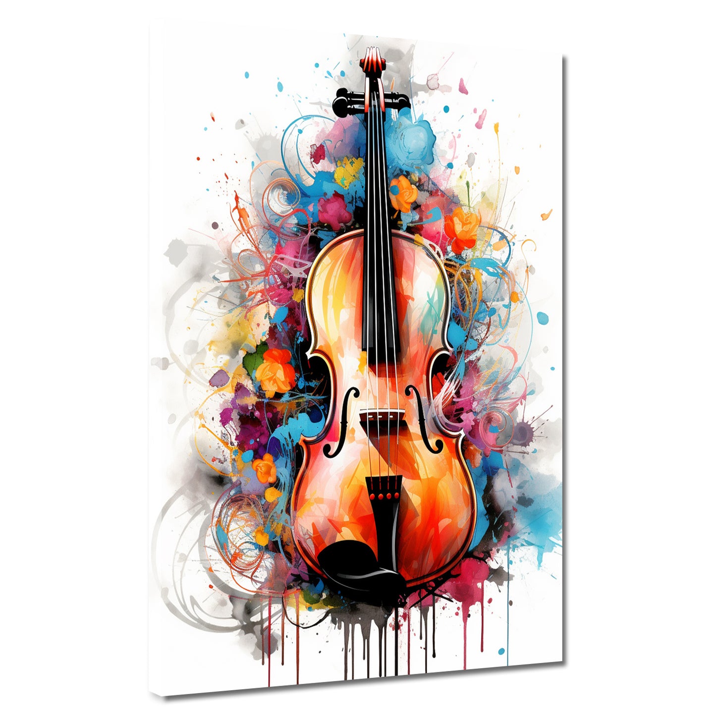 Wandbild Kunstwerk abstrakt Kontrabass Colour Splash