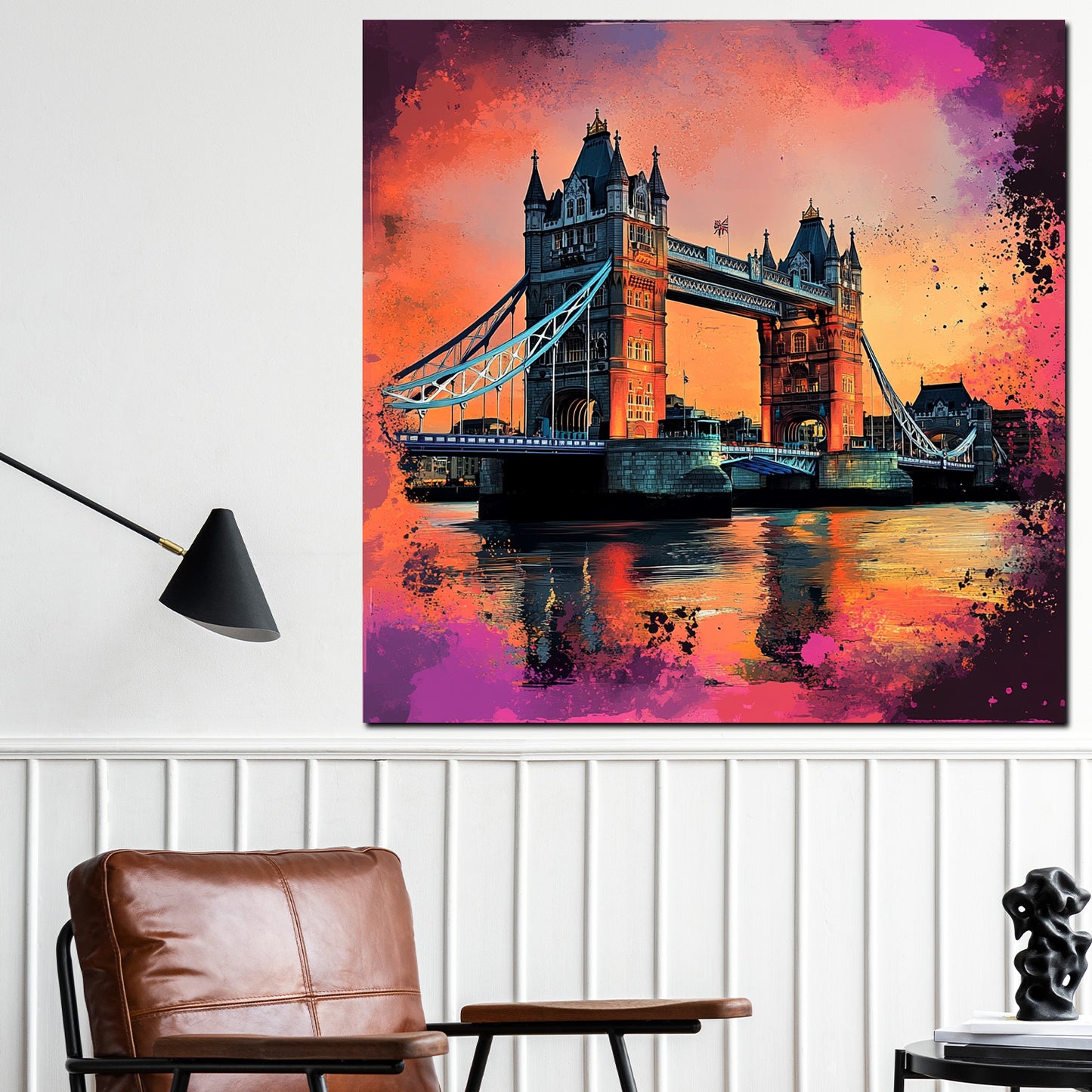 Wandbild Kunstwerk abstrakt London Tower Bridge Stadt Panorama Pop Art