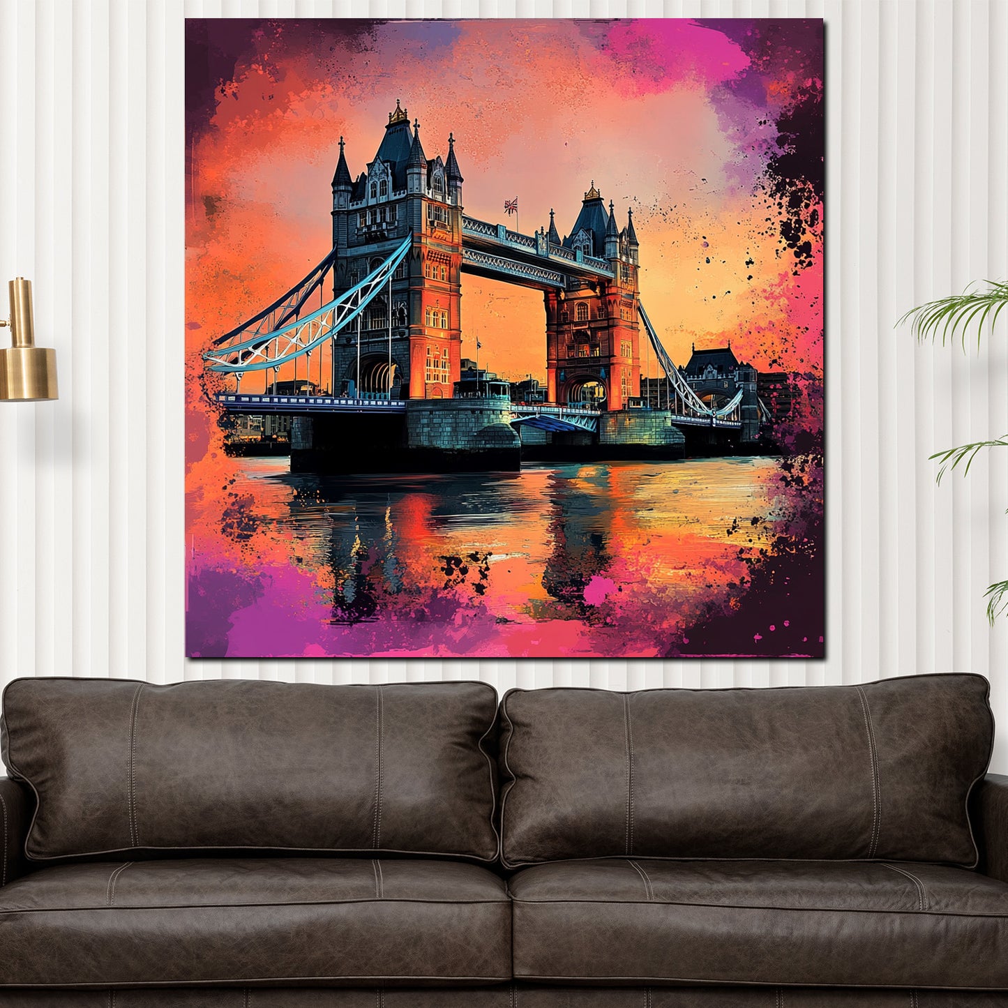 Wandbild Kunstwerk abstrakt London Tower Bridge Stadt Panorama Pop Art