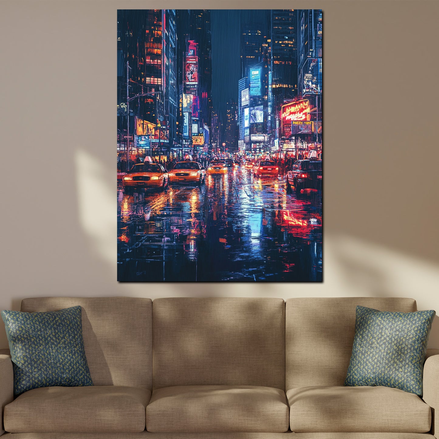 Wandbild Kunstwerk abstrakt Städte Times Square Regenlichter urban