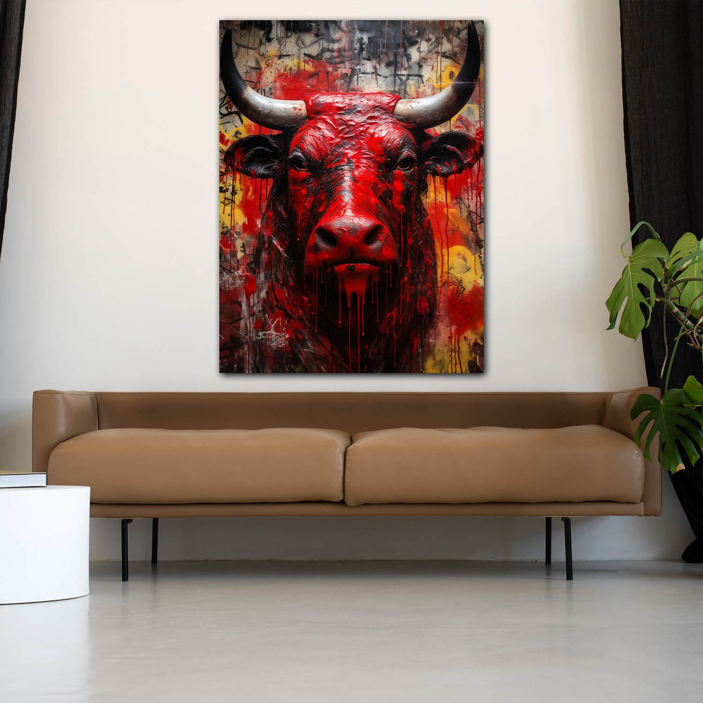 abstrakt Stier Red Style Wandbild Kunstwerk