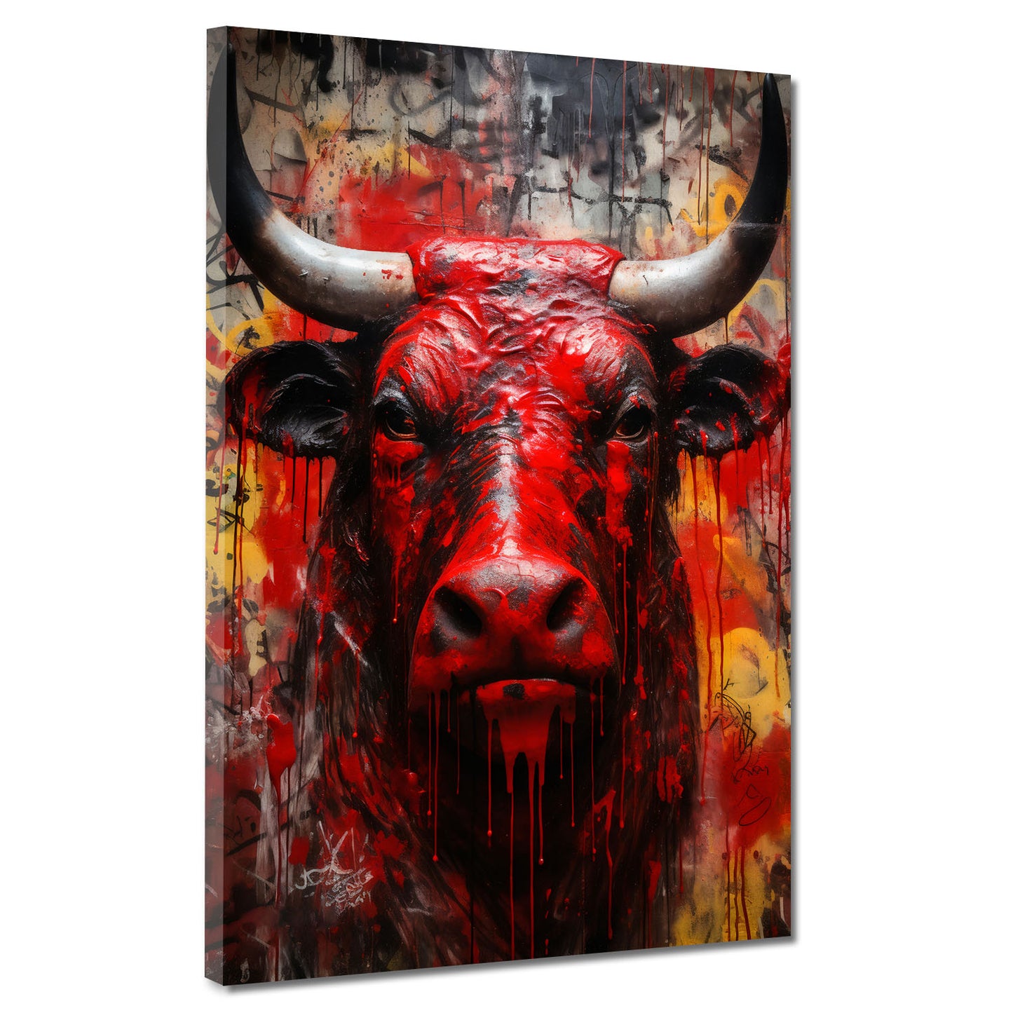 abstrakt Stier Red Style Wandbild Kunstwerk