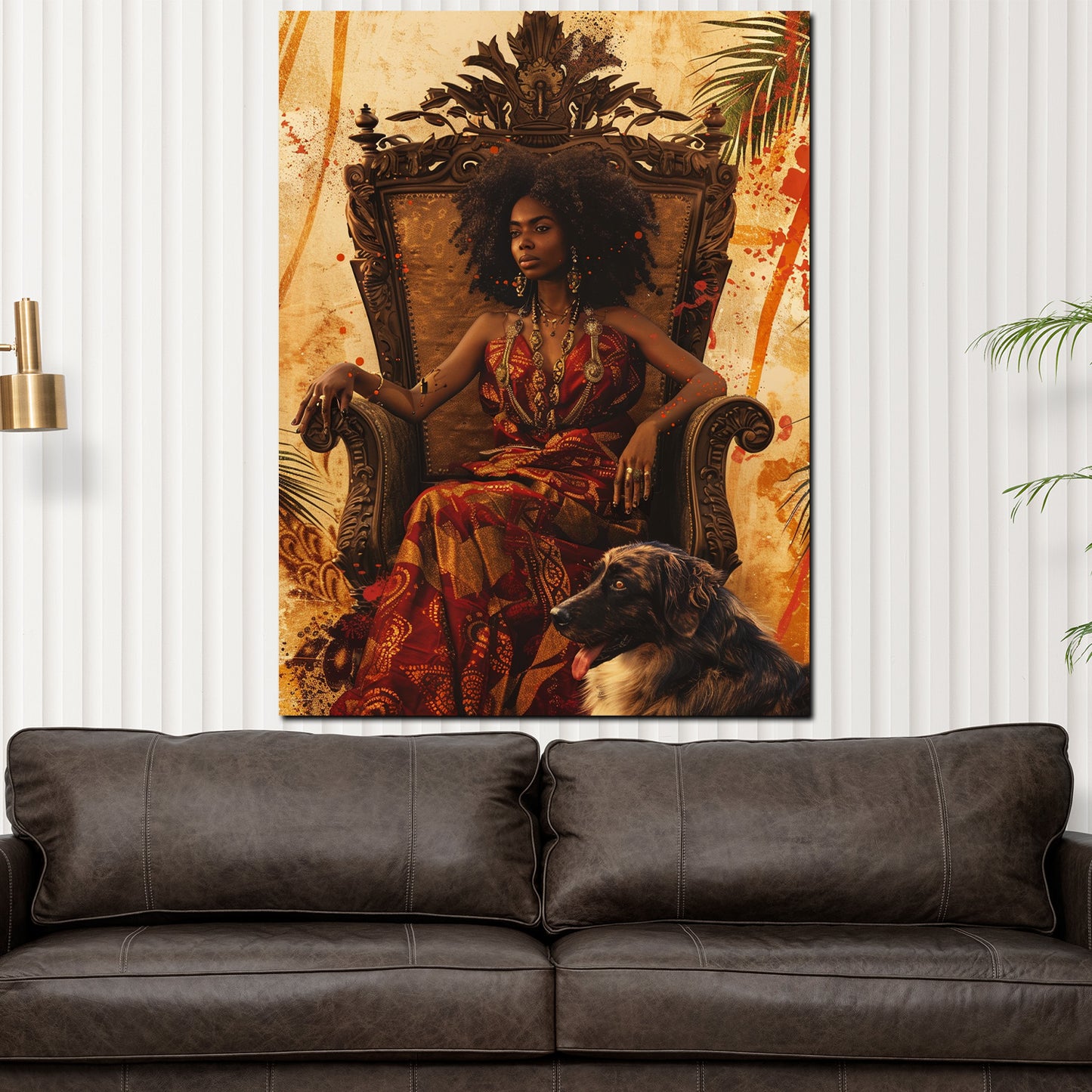 Afrikanische Frau in rotem Kleid stilvoll Wandbild Kunstwerk