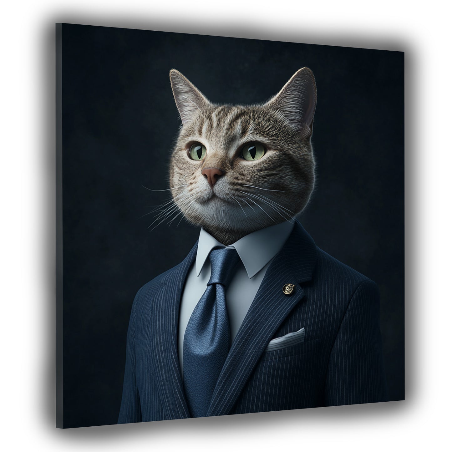 Wandbild Kunstwerk elegante Katze im Business Look Stil Autorität modern