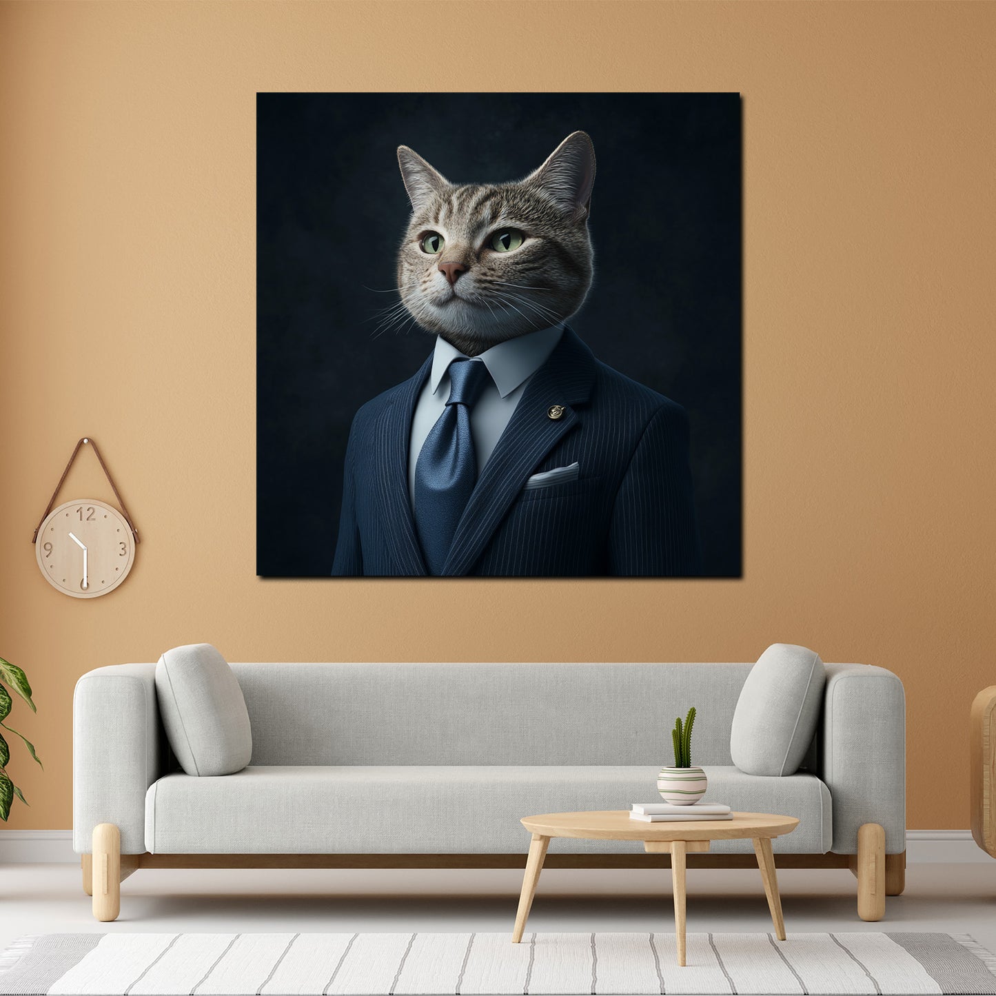 Wandbild Kunstwerk elegante Katze im Business Look Stil Autorität modern