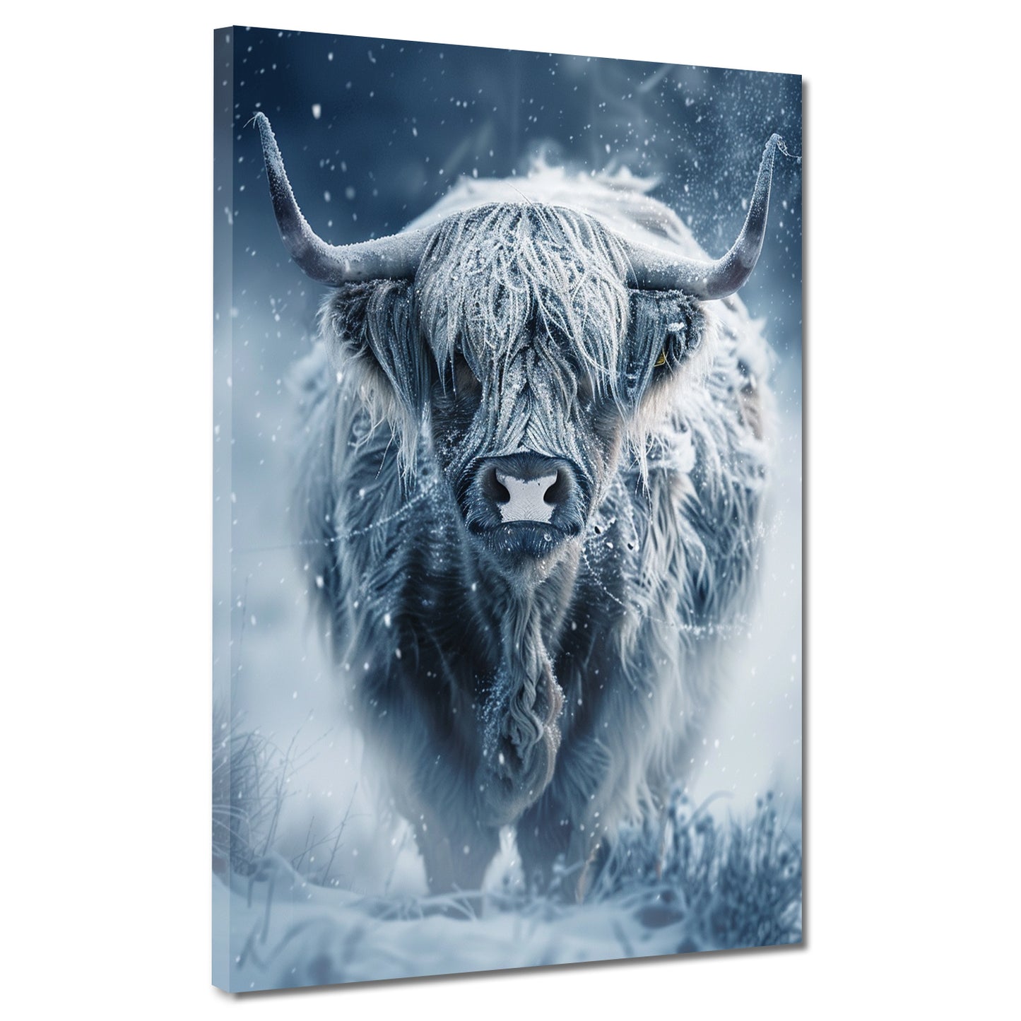 Wandbild Kunstwerk Kuh im Winter Schnee Naturkraft Stärke modern