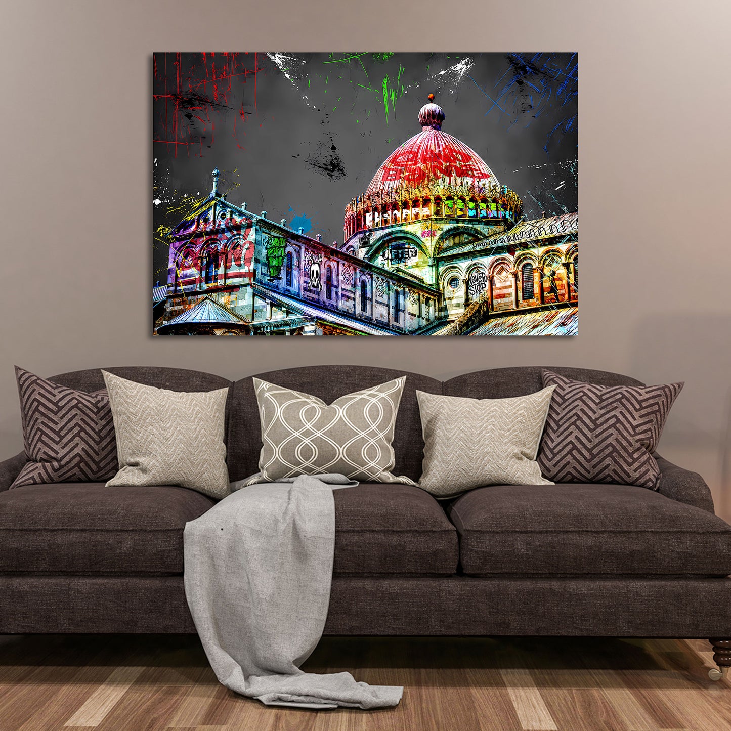 Italienische Kirche Street Art Pisa Wandbild Kunstwerk