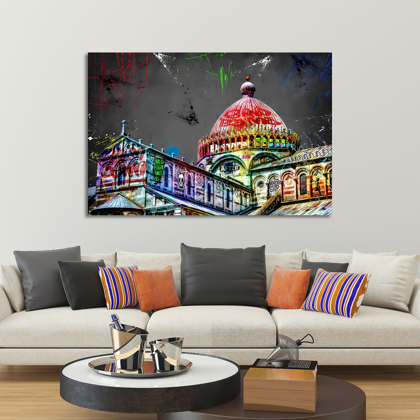 Italienische Kirche Street Art Pisa Wandbild Kunstwerk