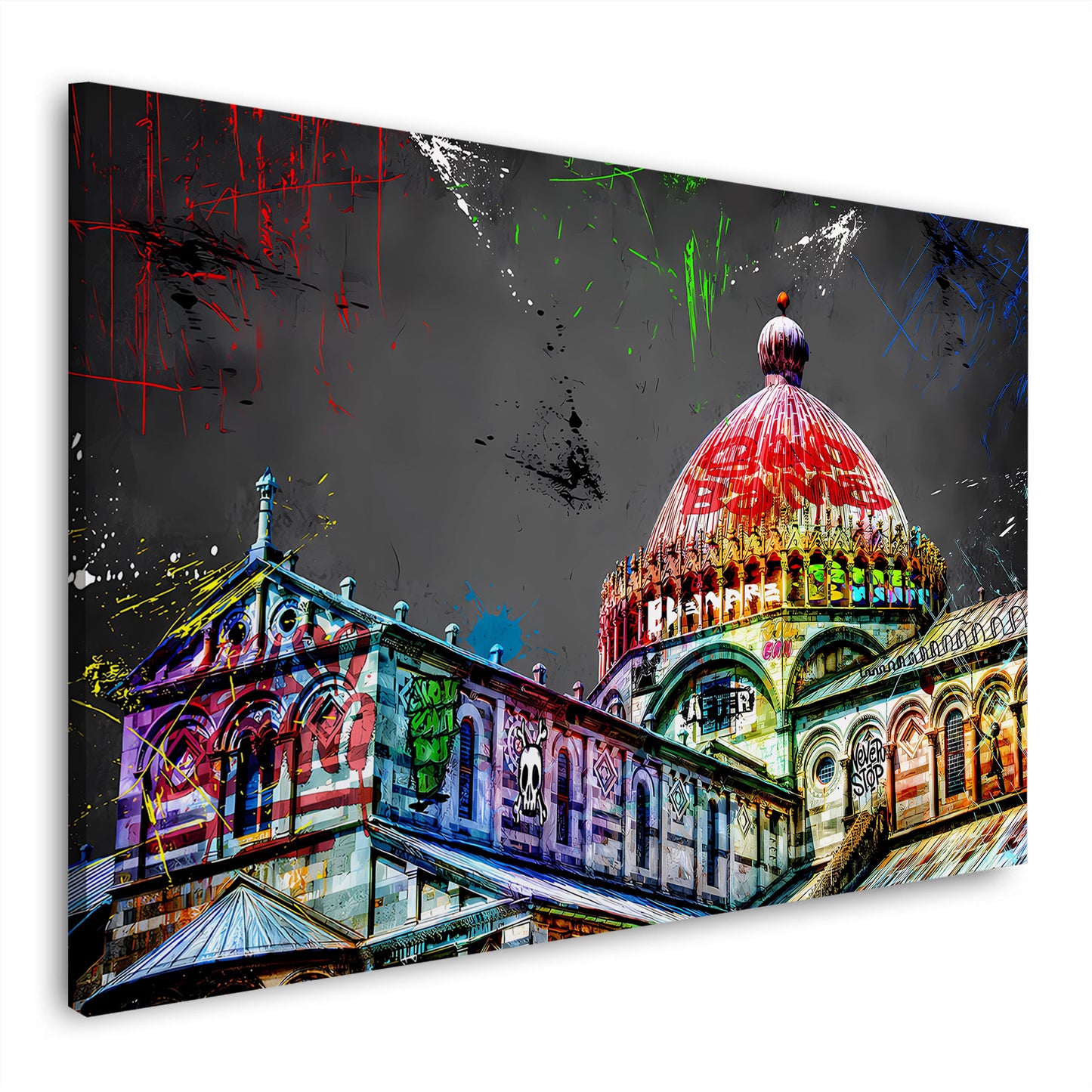 Italienische Kirche Street Art Pisa Wandbild Kunstwerk