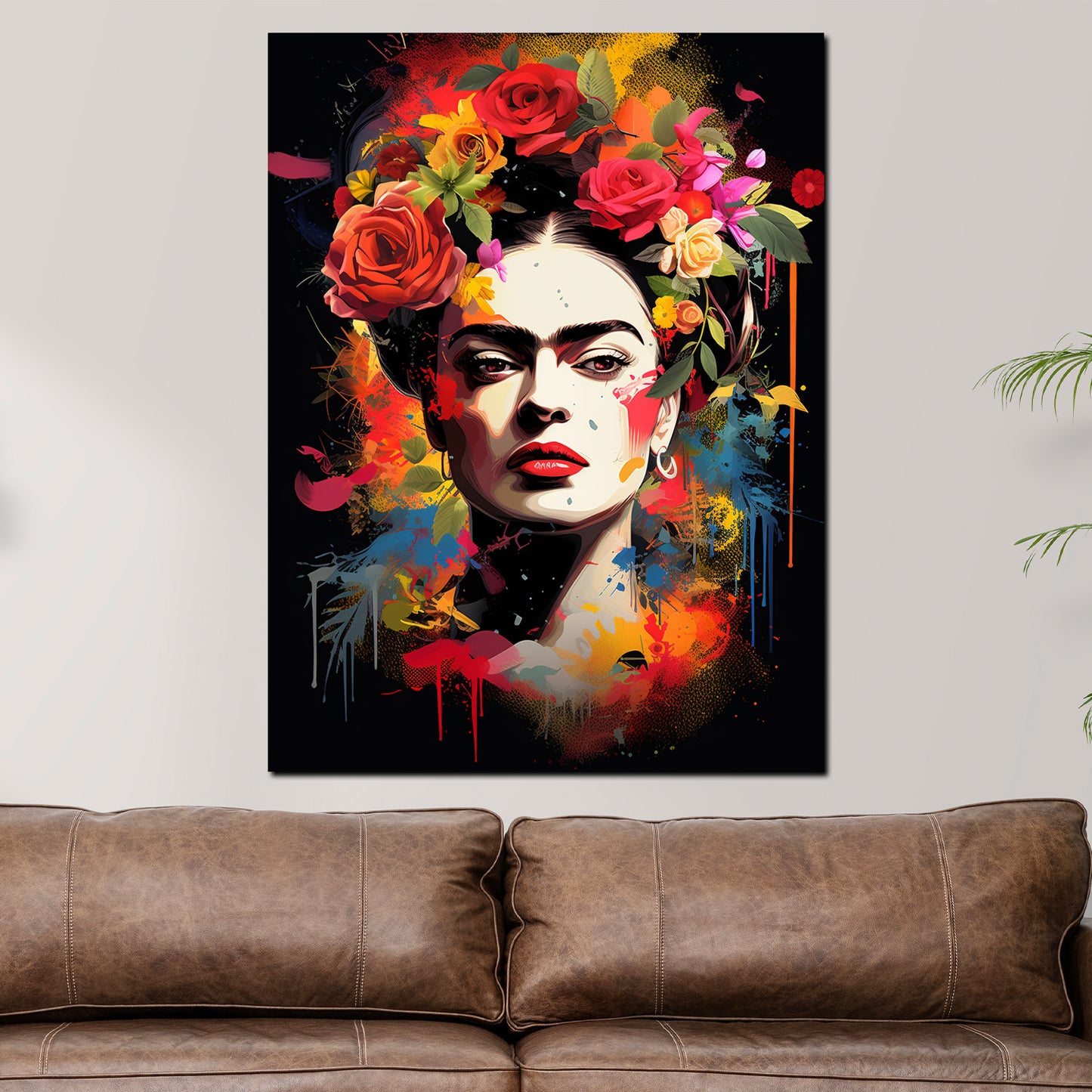 Pop Art Wunderschöne Frida Style Wandbild Kunstwerk