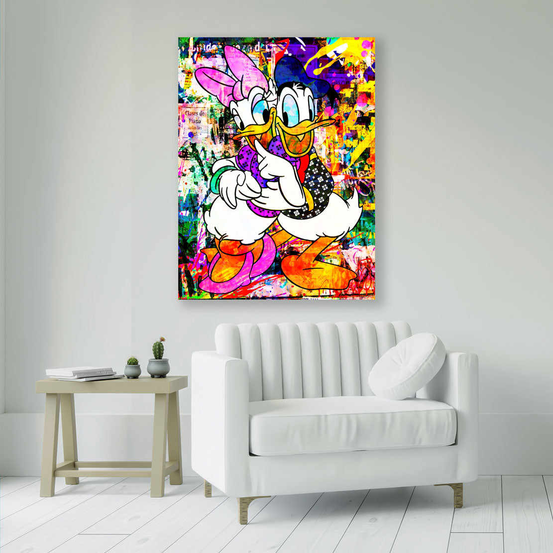 Duck Loving Forever Street Art, Comic Wandbild Kunstwerk