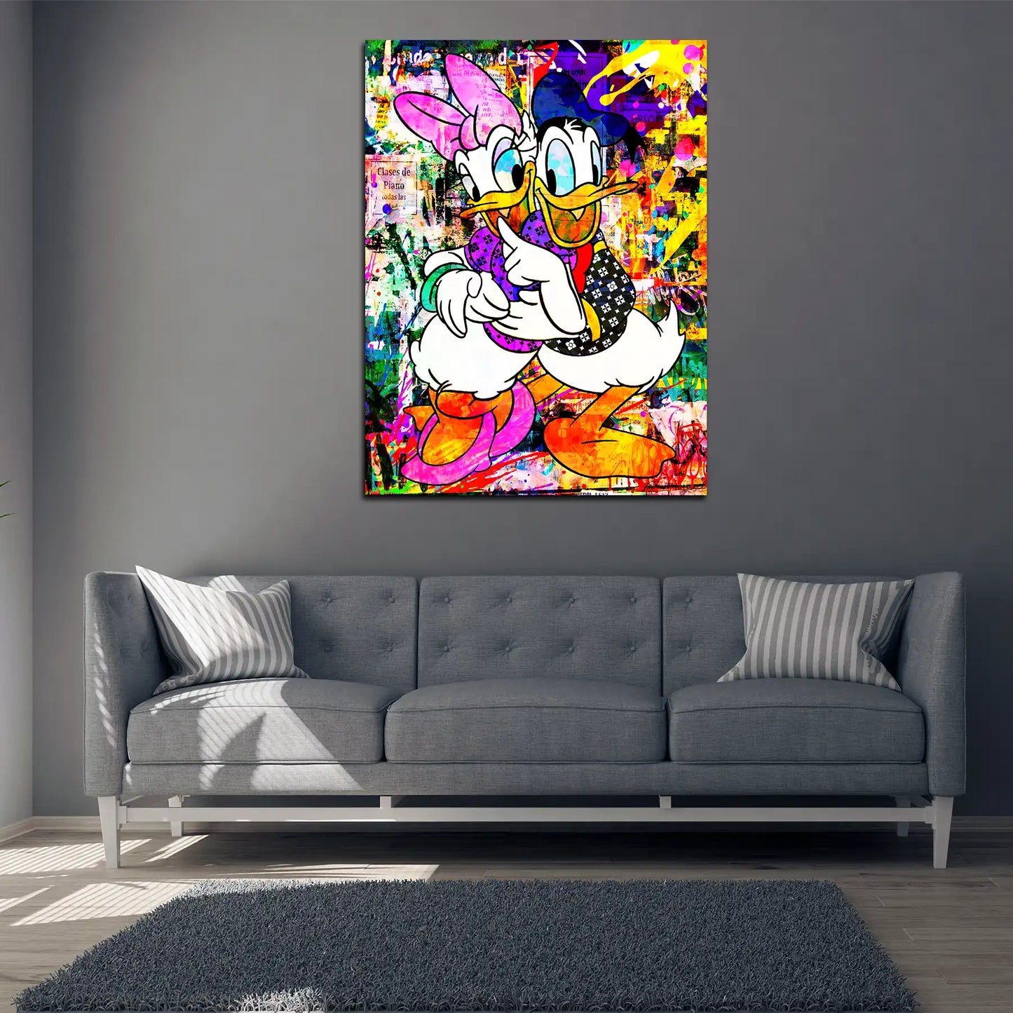 Duck Loving Forever Street Art, Comic Wandbild Kunstwerk