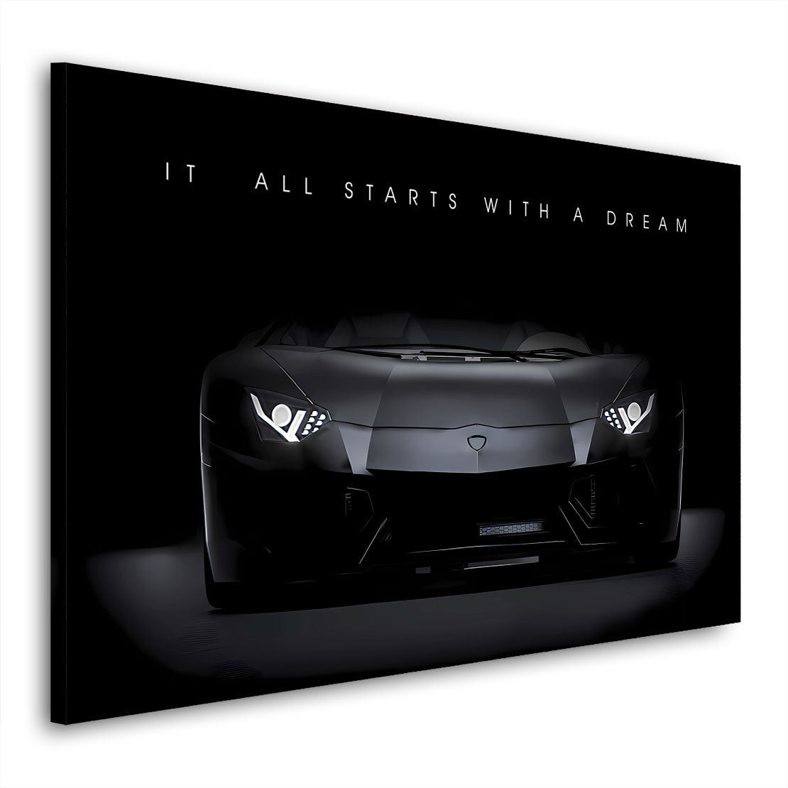 Motivation Sportwagen Black Style, Zitat Wandbild Kunstwerk