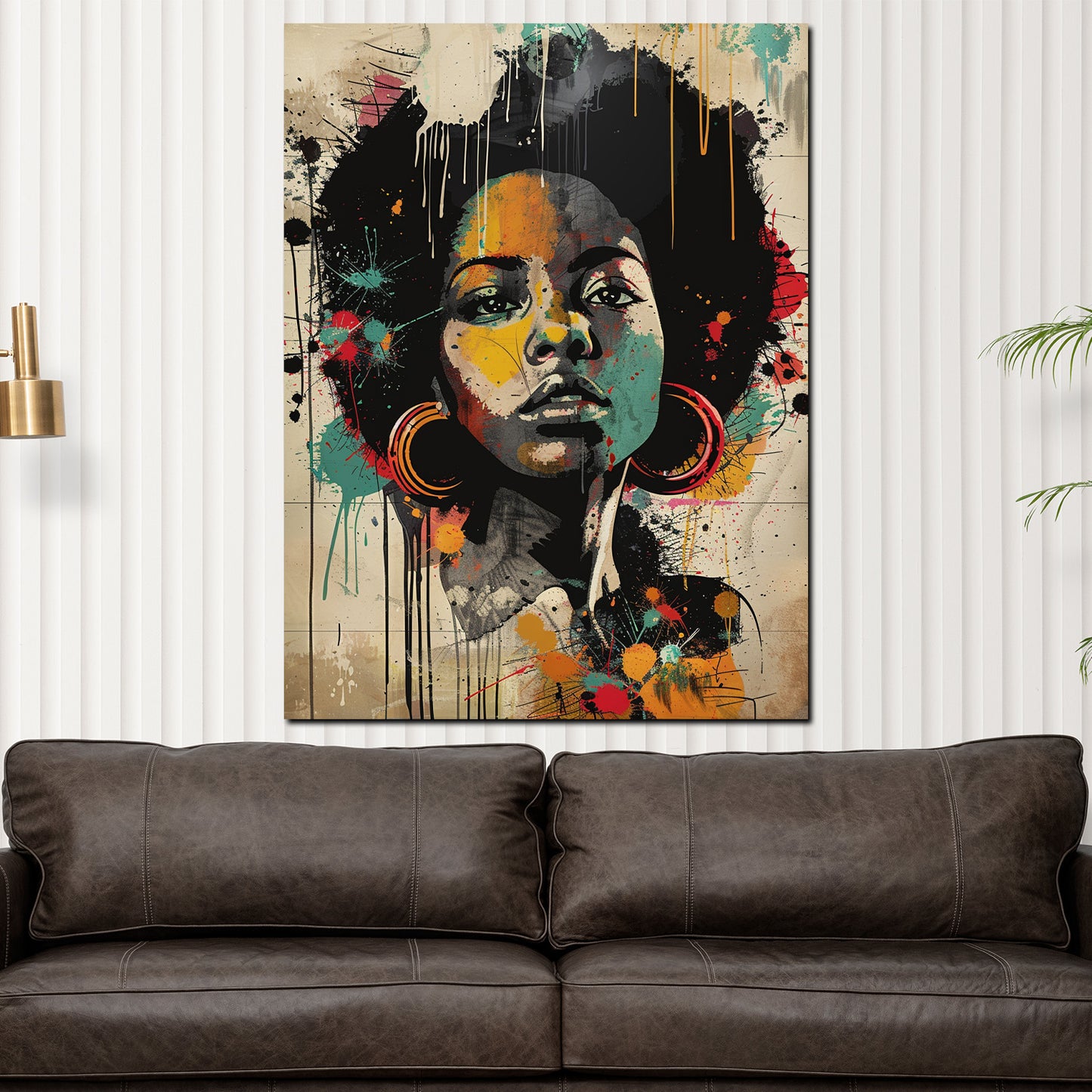 Pop Art African Woman modern und farbenfroh Wandbild Kunstwerk
