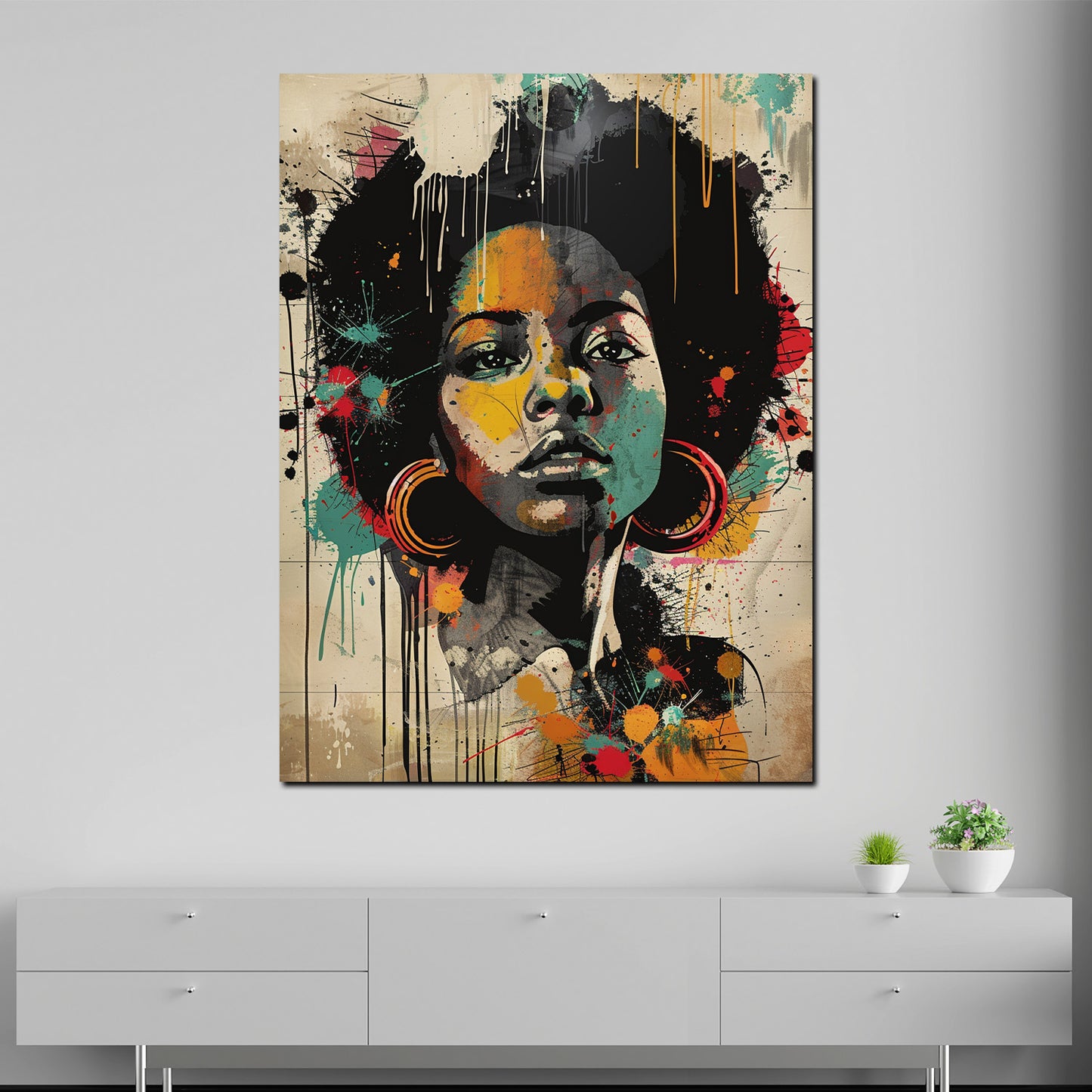 Pop Art African Woman modern und farbenfroh Wandbild Kunstwerk