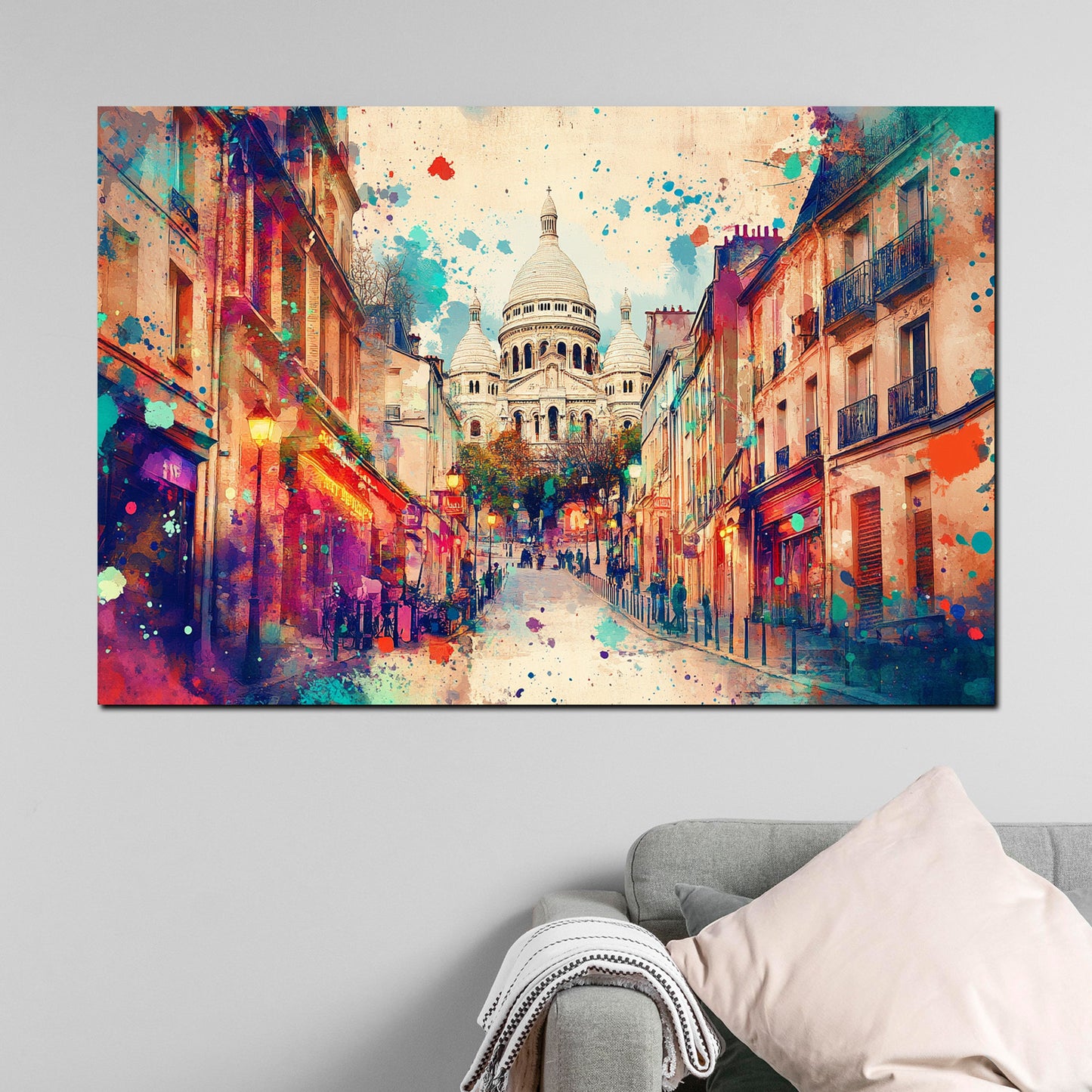 Wandbild Städte abstrakt Paris Sacré-Cœur Pop Art farbenfroh