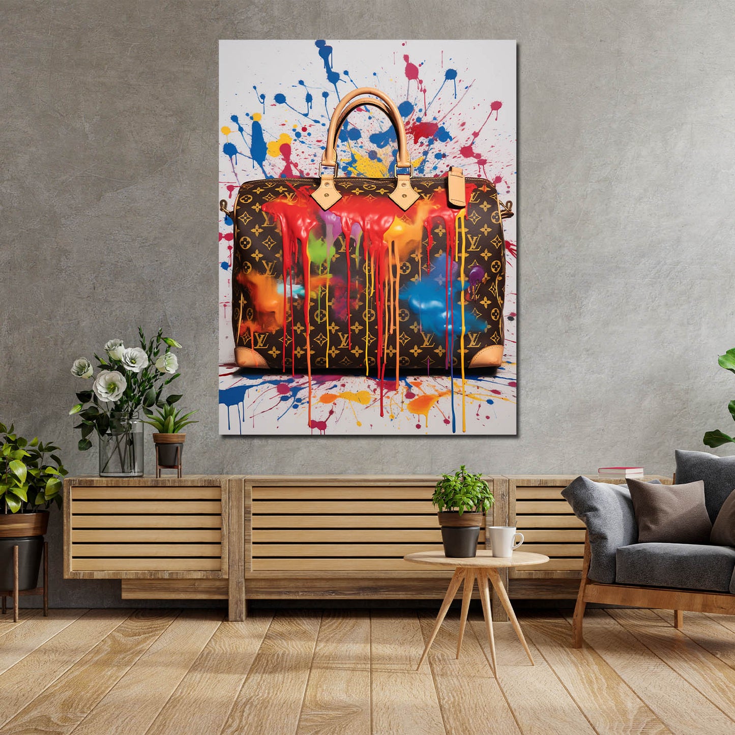 Tasche Luxus Pop Art Splash Wandbild Kunstwerk