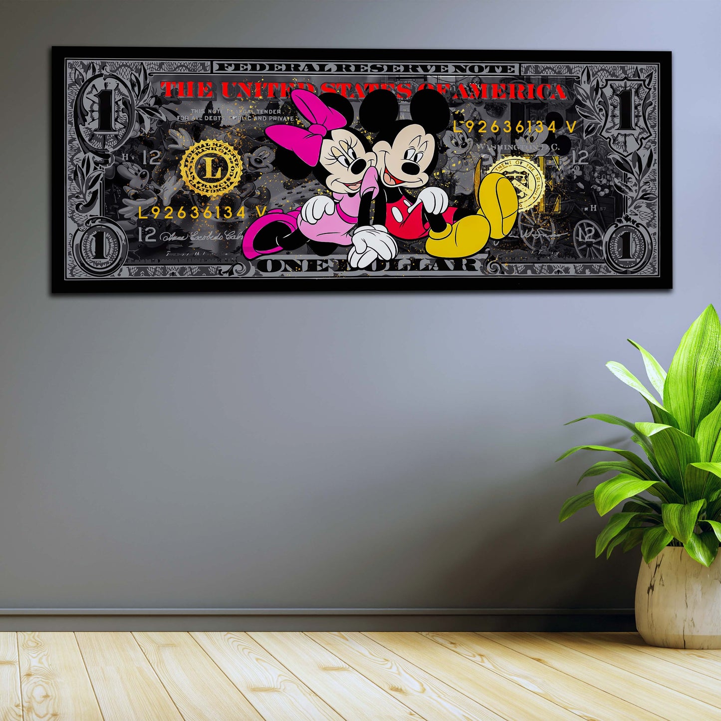 Dollar Maus Black Style, Comic Wandbild Kunstwerk
