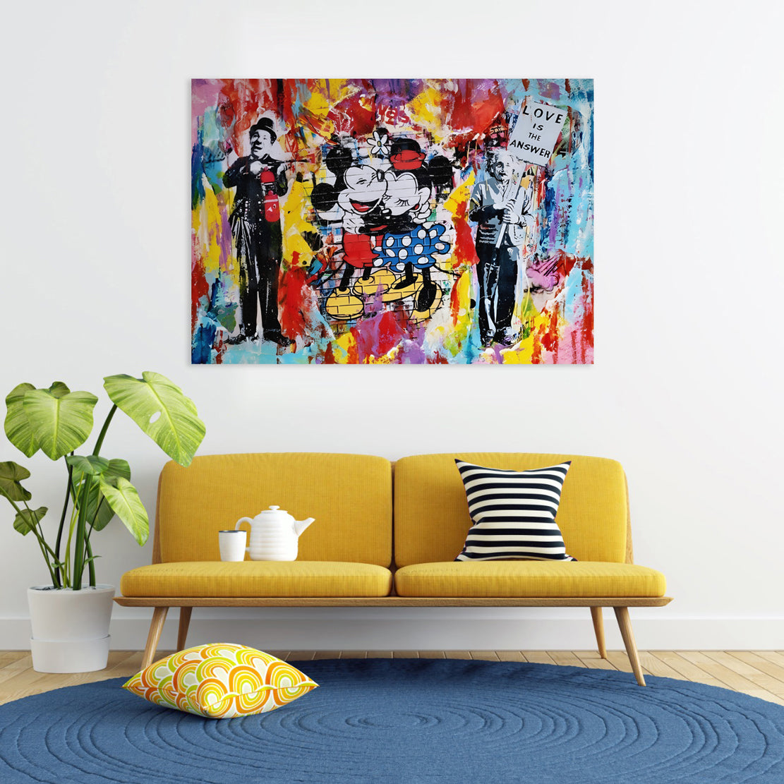 Minnie & Mickey Love Is The Answer, Comic Wandbild Kunstwerk